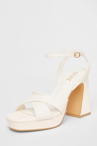 Quiz White Faux Leather Platform Heels