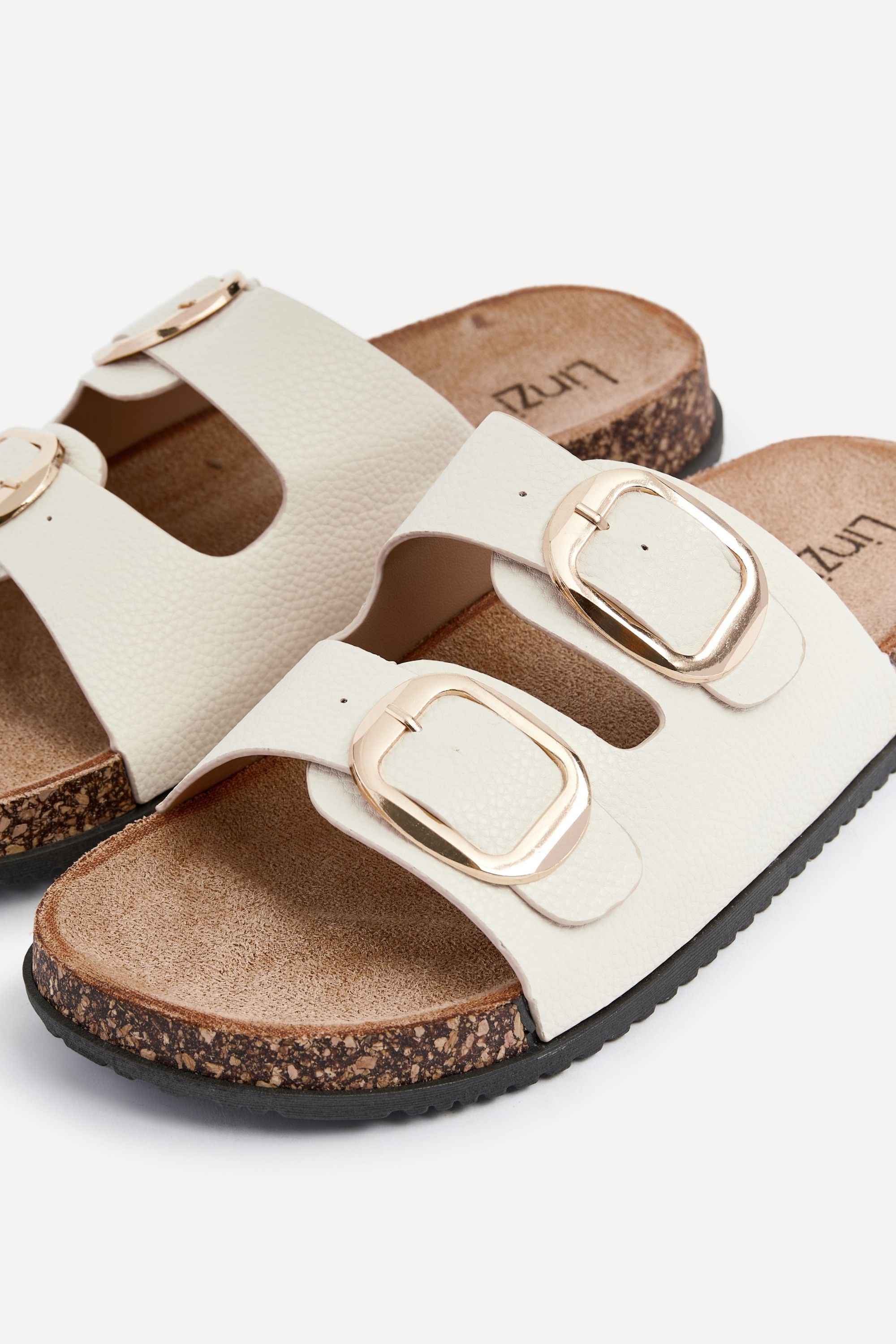 Linzi Tatum Beige Double Buckle Slider Sandals image 4