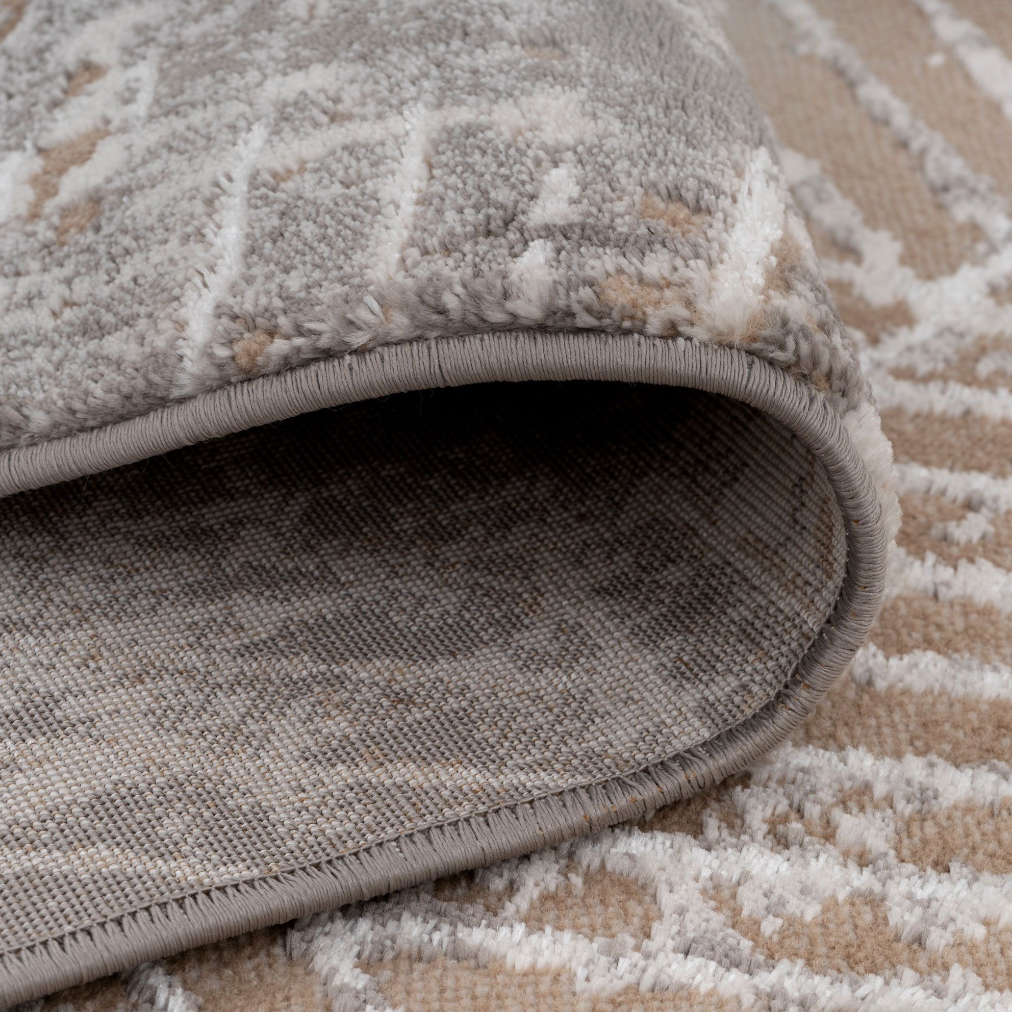 Kukoon Greige Distressed Abstract Geometric Motif Rug image 6