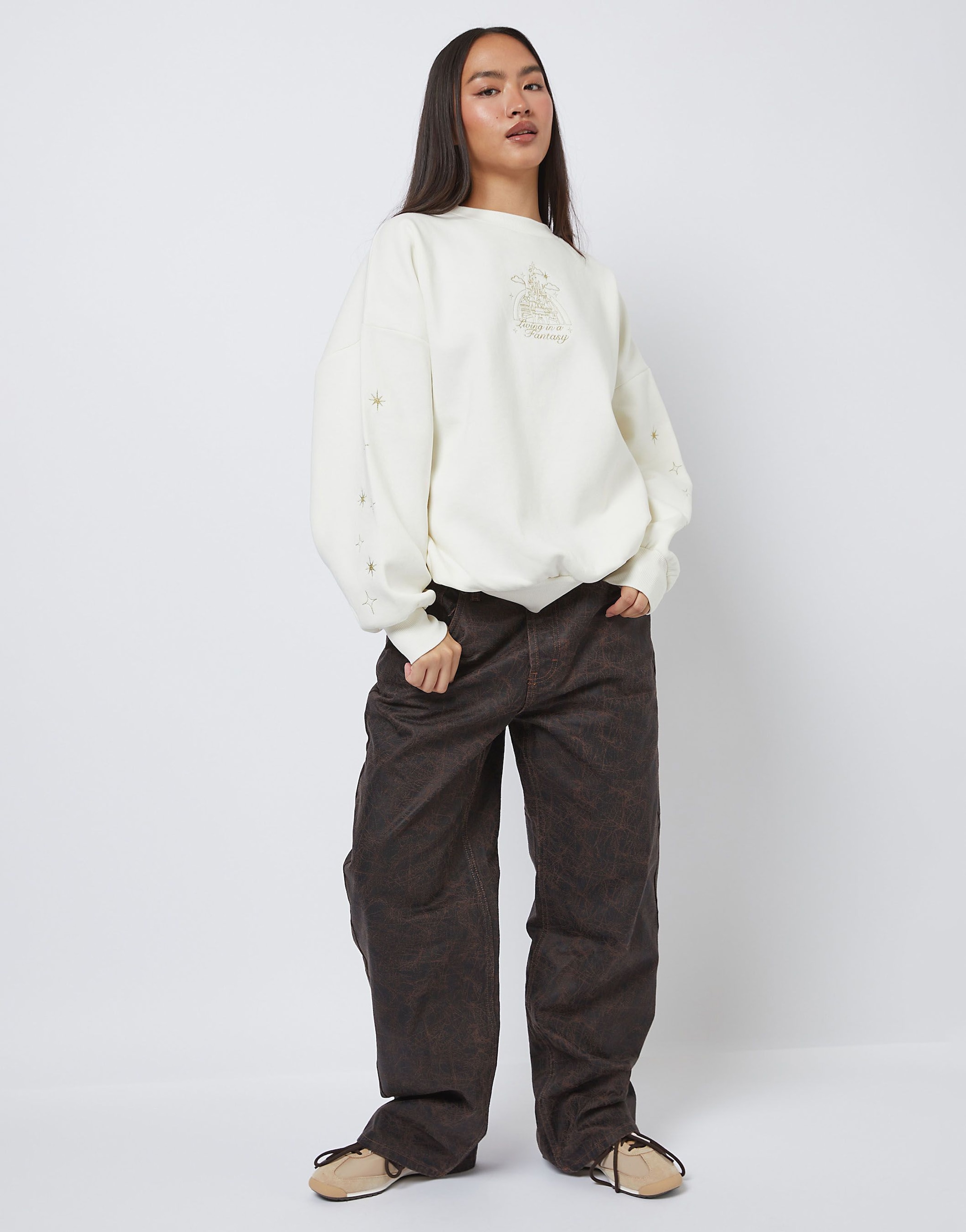 SKINNYDIP Disney Living in A Fantasy Gold Embroidered Sweatshirt image 4