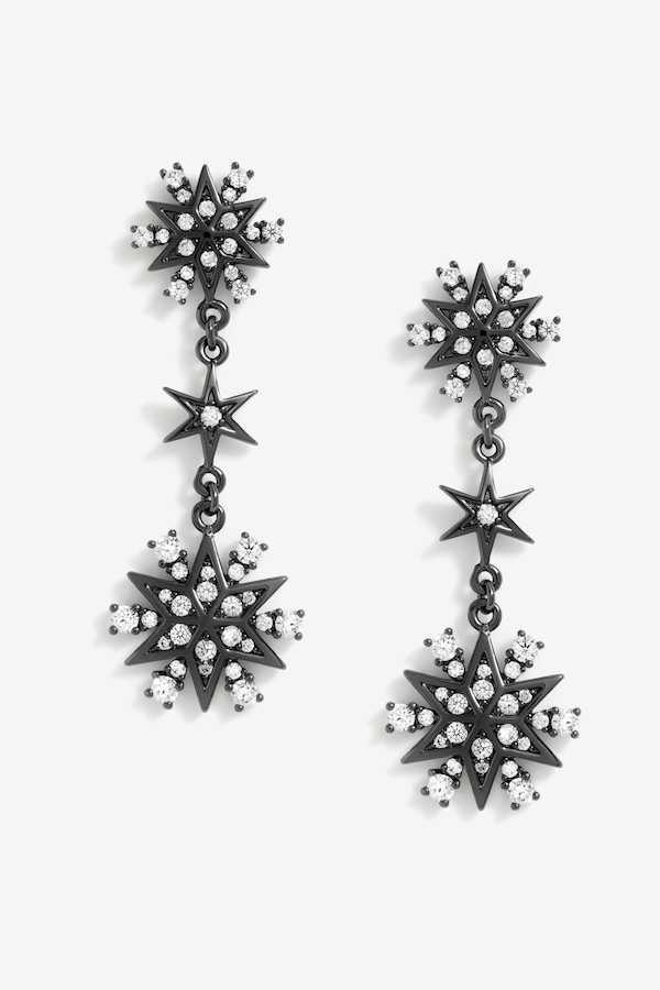 Jon Richard Hematitie Plated Celestial Earrings