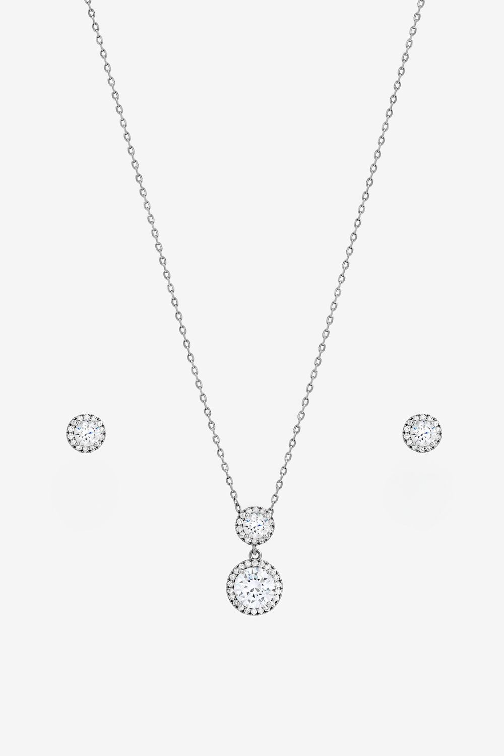 Jon Richard Rhodium Plated and Cubic Zirconia Double Halo Drop Set - Gift Box image 2