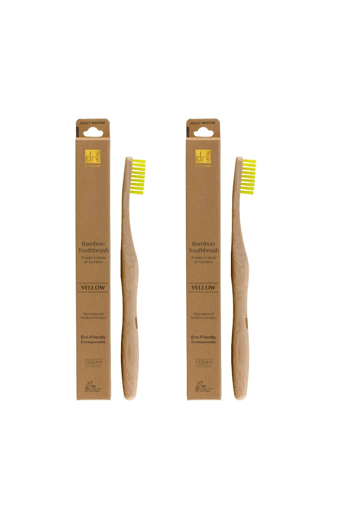 Dr. Botanicals Bamboo Toothbrush Yellow x 2 Duo Pack image 1