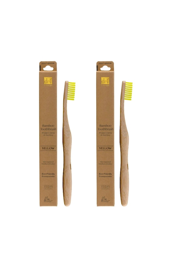 Dr. Botanicals Bamboo Toothbrush Yellow x 2 Duo Pack
