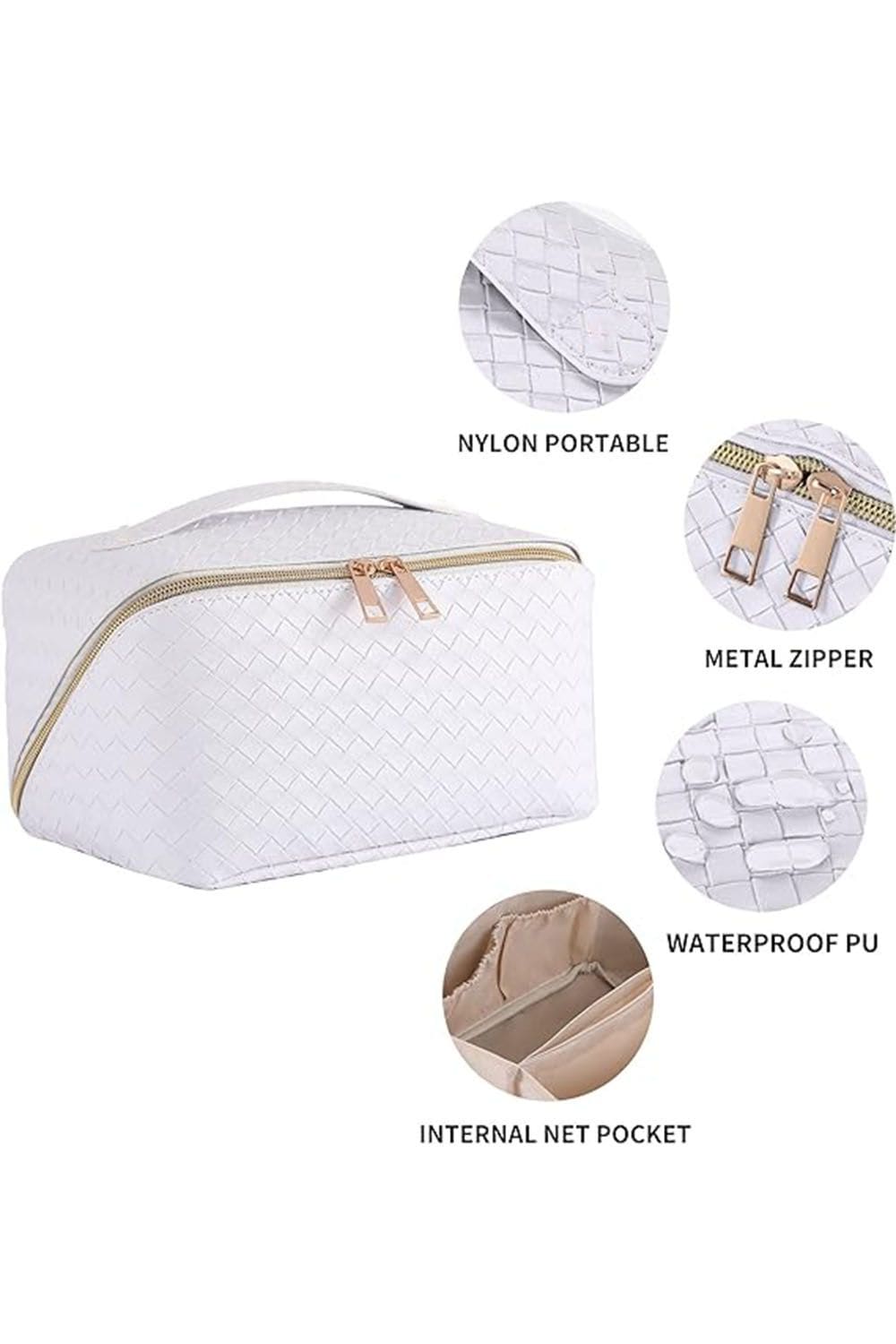 SHEONLY Travel Flat Lay Cosmetic Bag Makeup Storage Toiletry Bag Wash Bag with Handle and Divider for Women Girls image 3