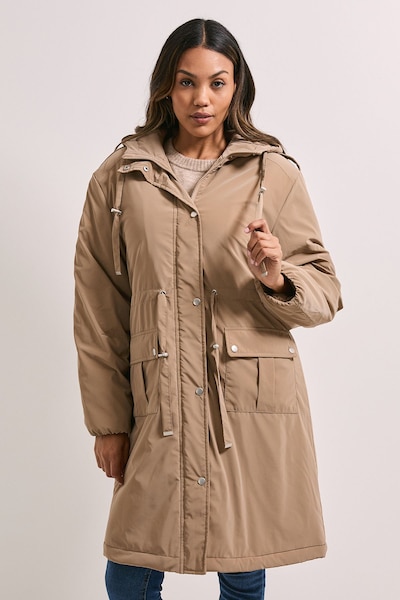 Dorothy Perkins Barrel Sleeve Parka Coat Mocha