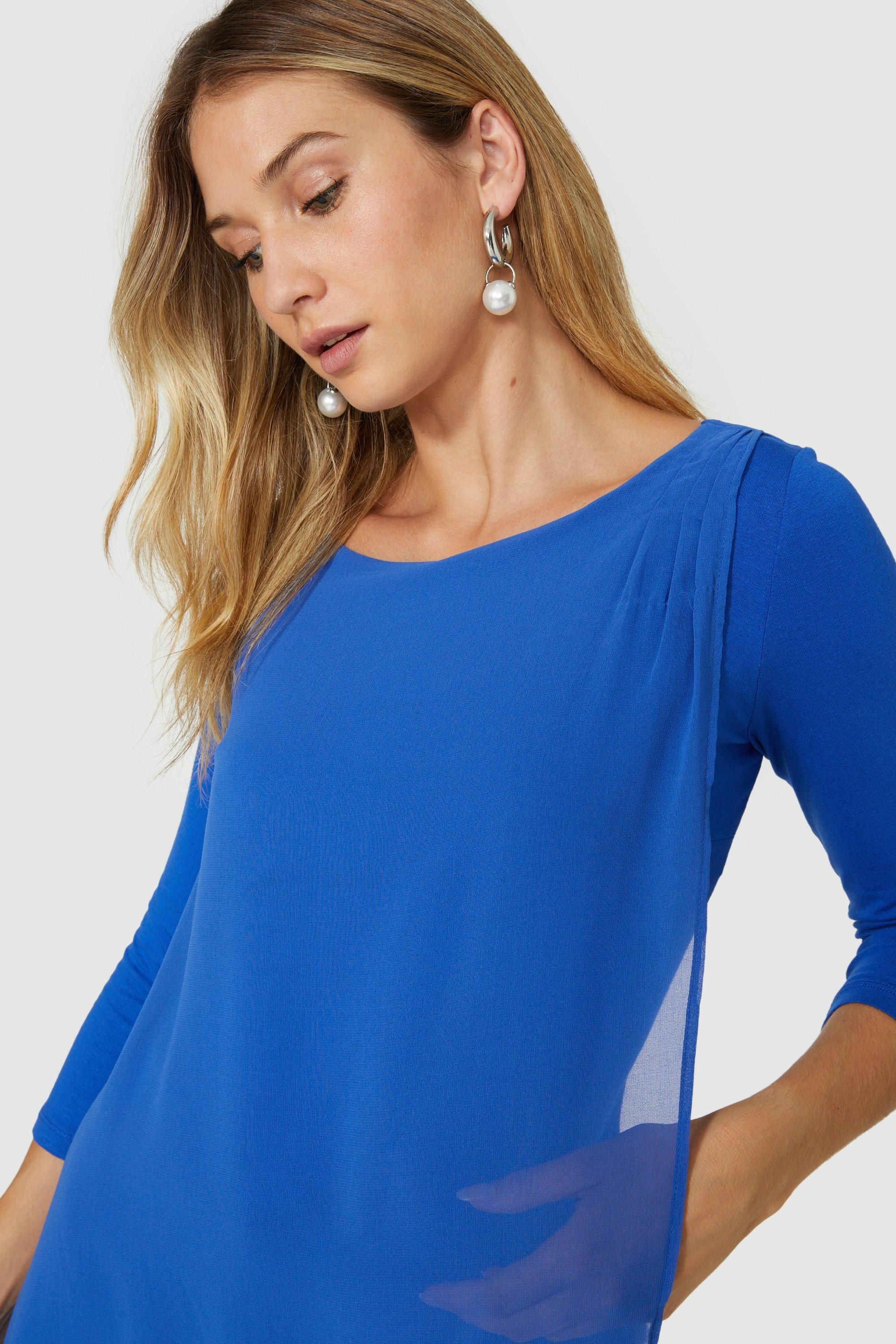 Principles Chiffon Overlay Assmetric Top Cobalt image 3