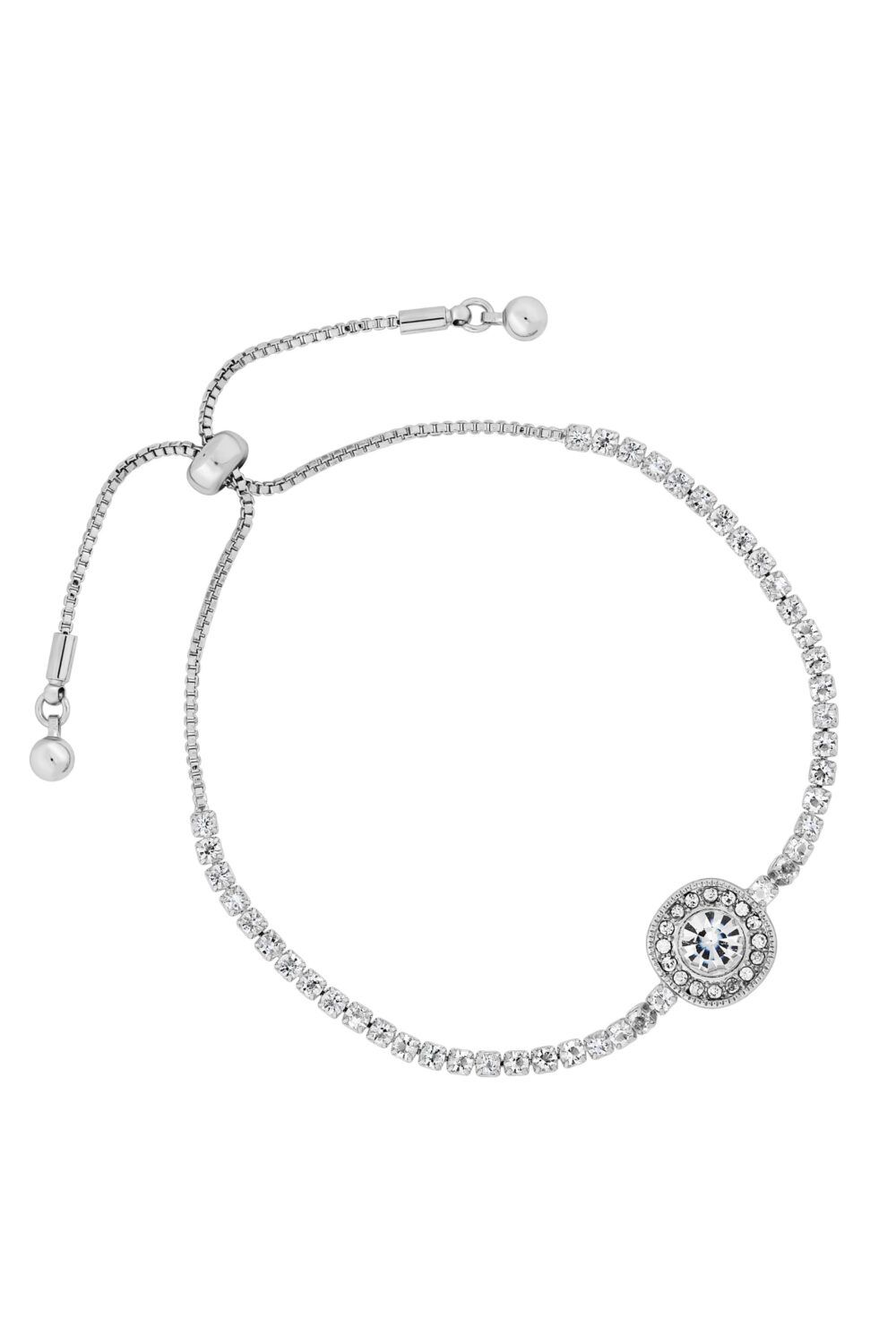 Jon Richard Silver Crystal Halo Toggle Bracelet