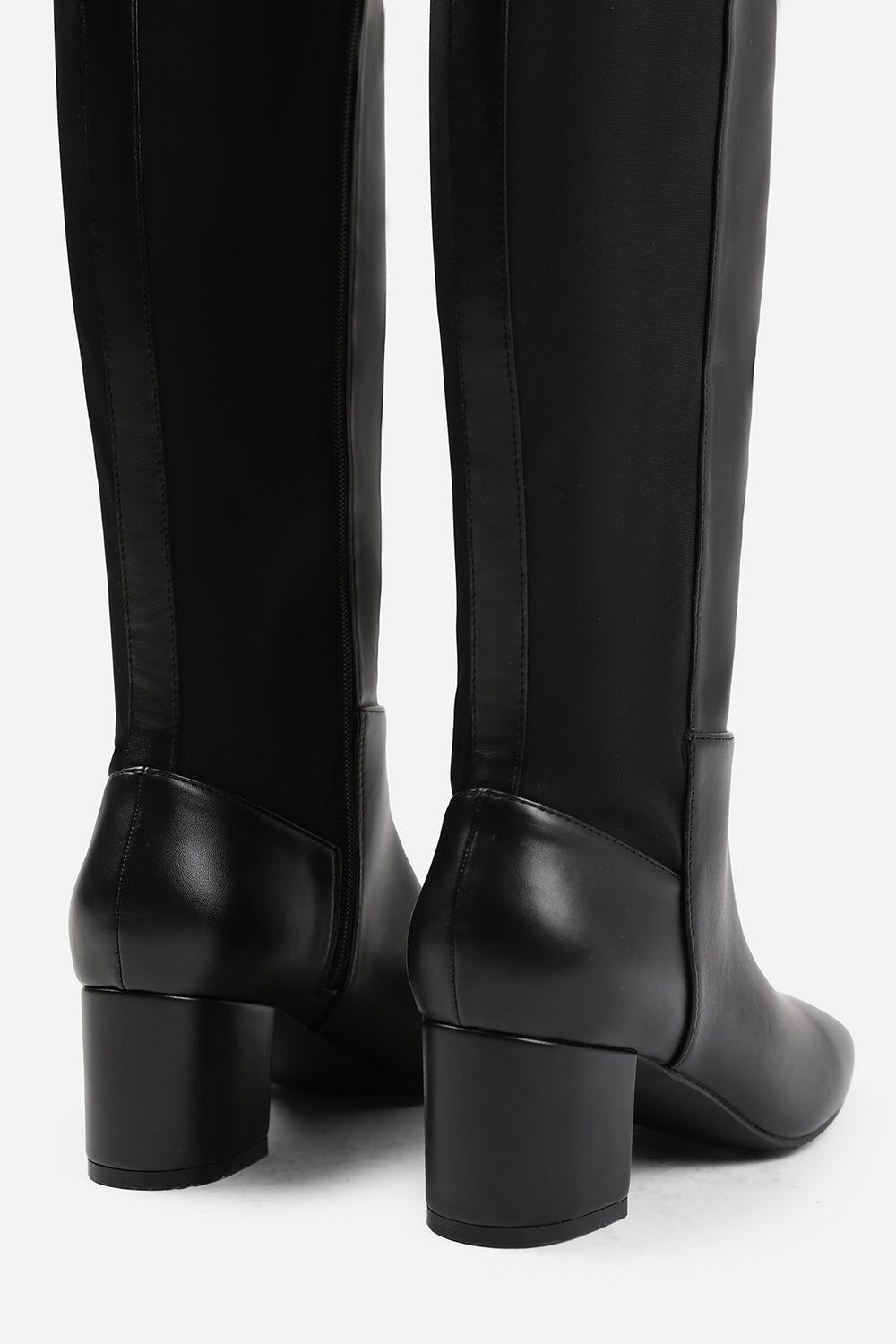 Where's That From 'Cherish' Stretch Wide Calf Block Heel Knee High Boots With Side Zip image 3