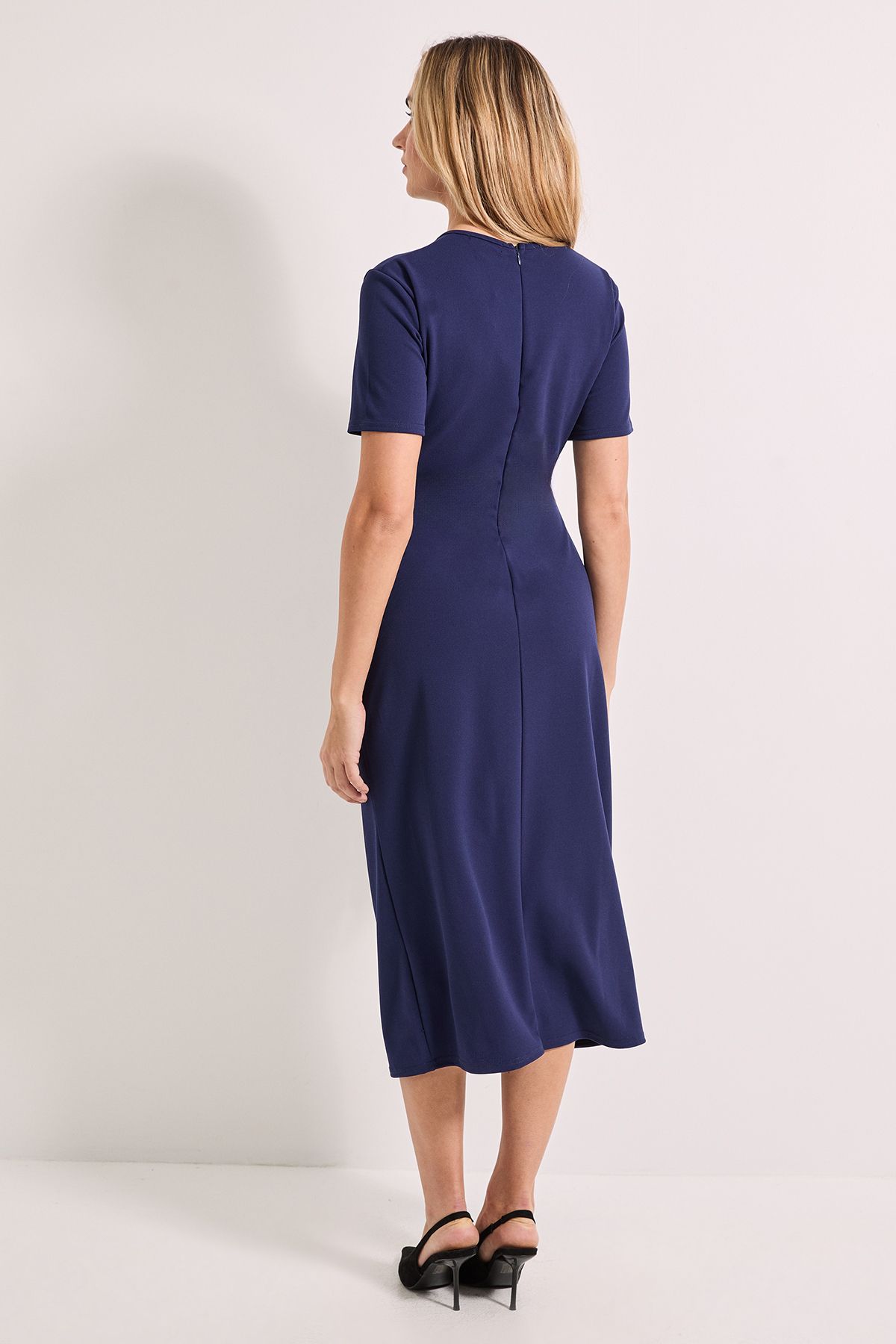 Dorothy Perkins Keyhole Gathered Side Pencil Dress Navy image 3