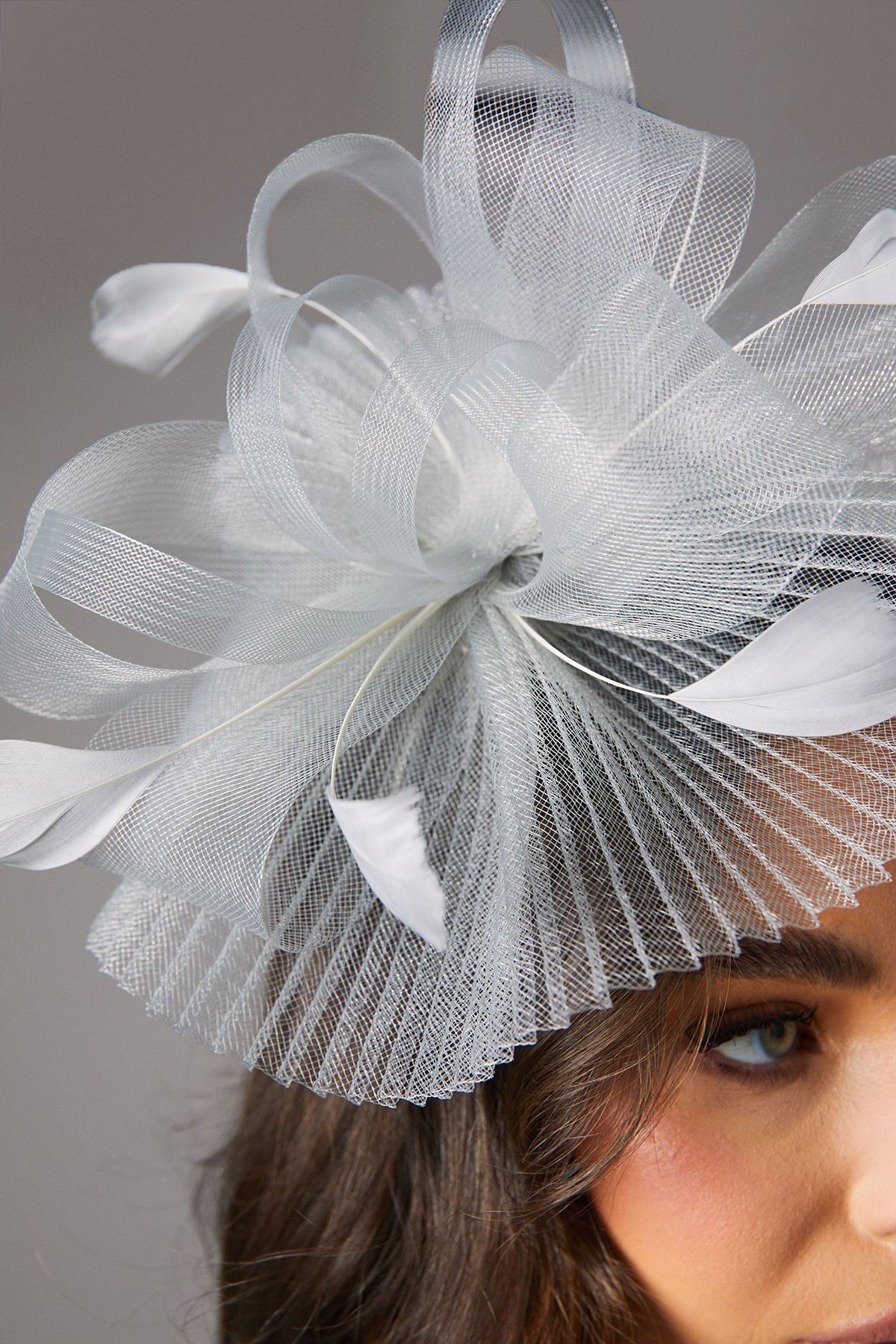 Coast Pleated Loop And Feather Fascinator Sage image 3