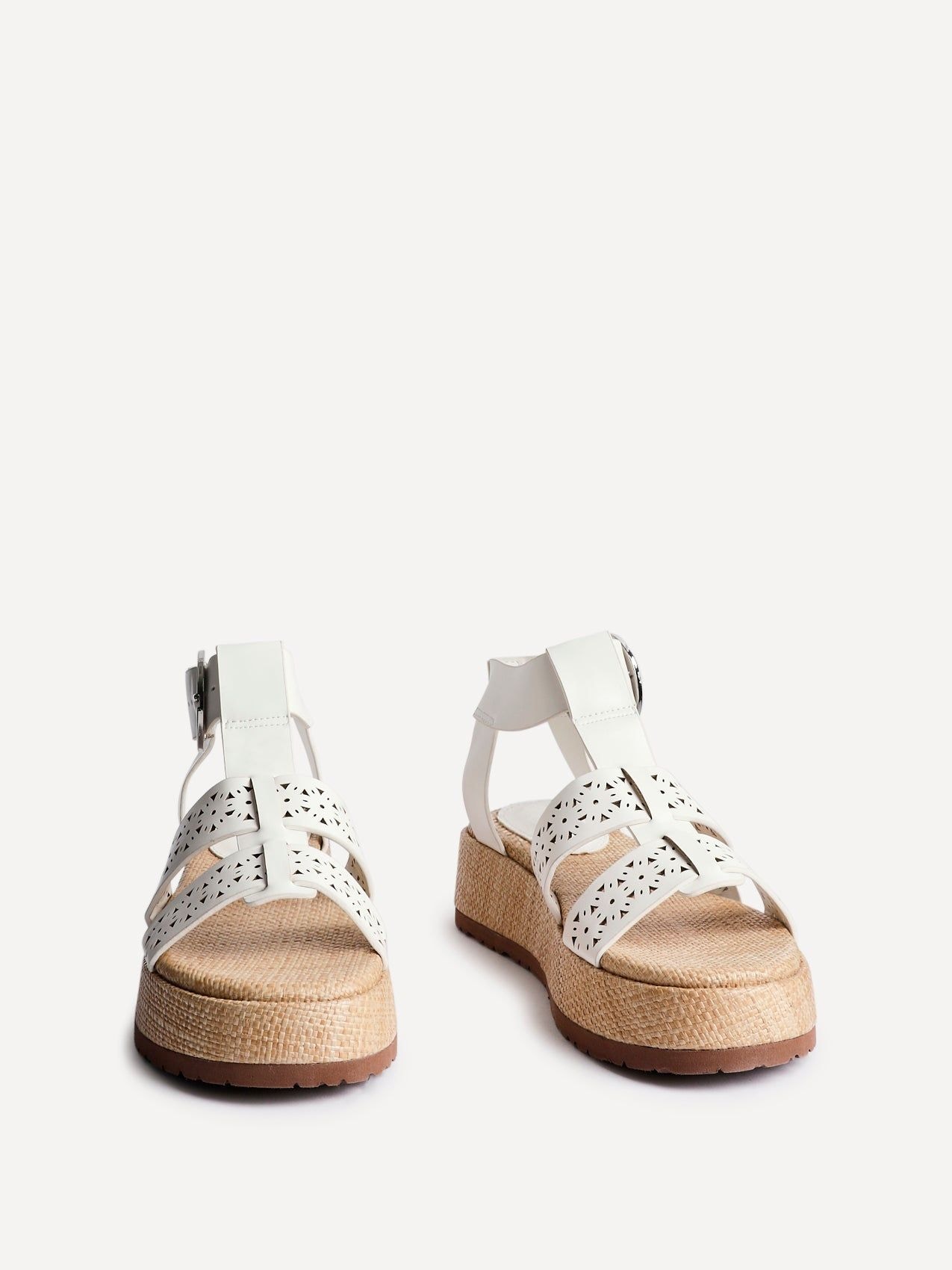 Linzi Sunkissed White Faux Leather Gladiator Flatform Sandal image 3