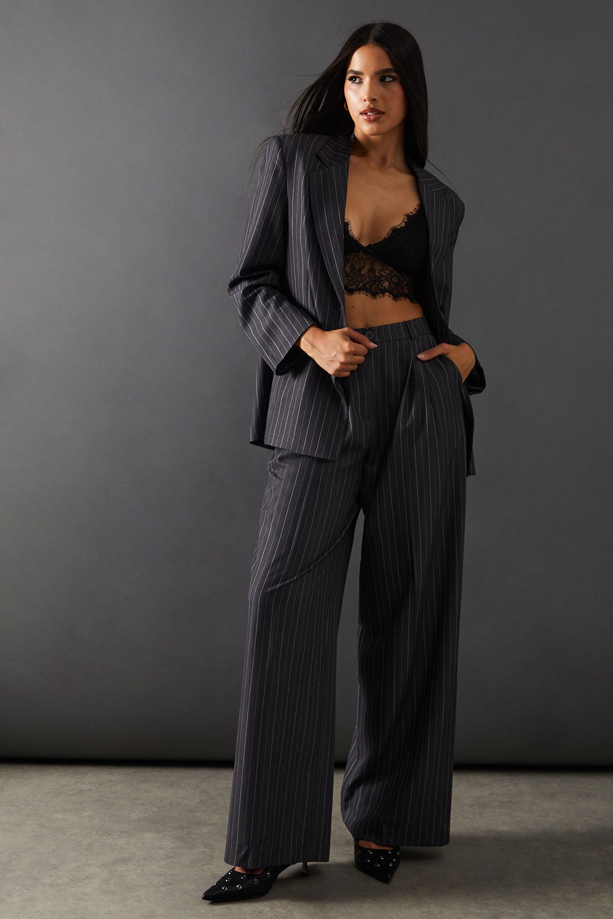 Warehouse Soft Lace Cross Back Bralette True Black image 2