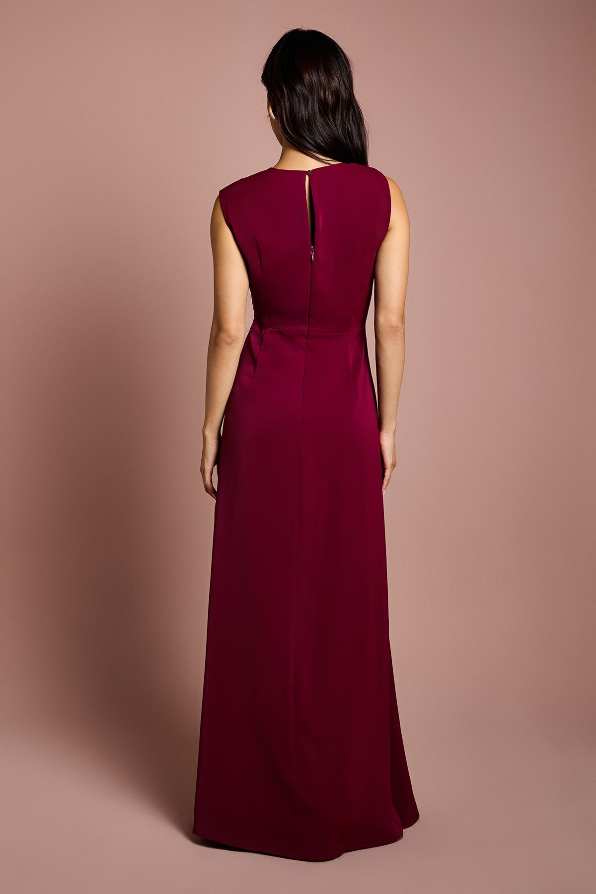Coast Sleeveless Ruched Maxi Dress With Buckle Detail Berry image 3