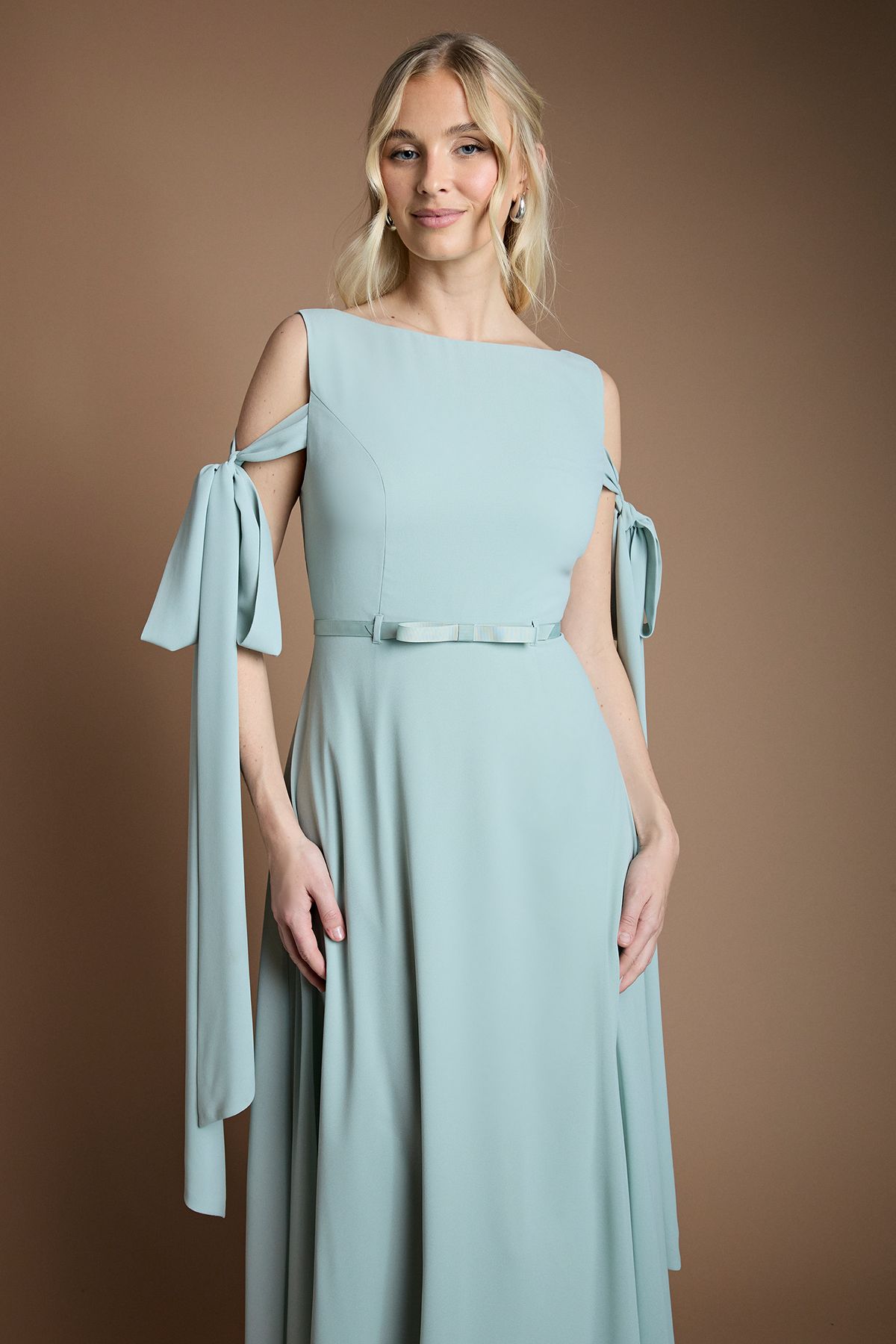 Coast Bow Sleeve Chiffon Bridesmaid Maxi Dress Sage image 2