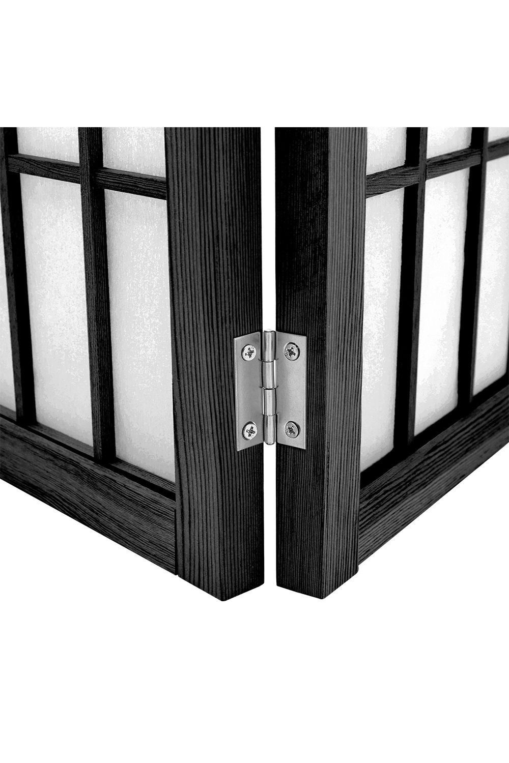 Living and Home 4-Panel Black Solid Wood Folding Room Divider Screen image 5