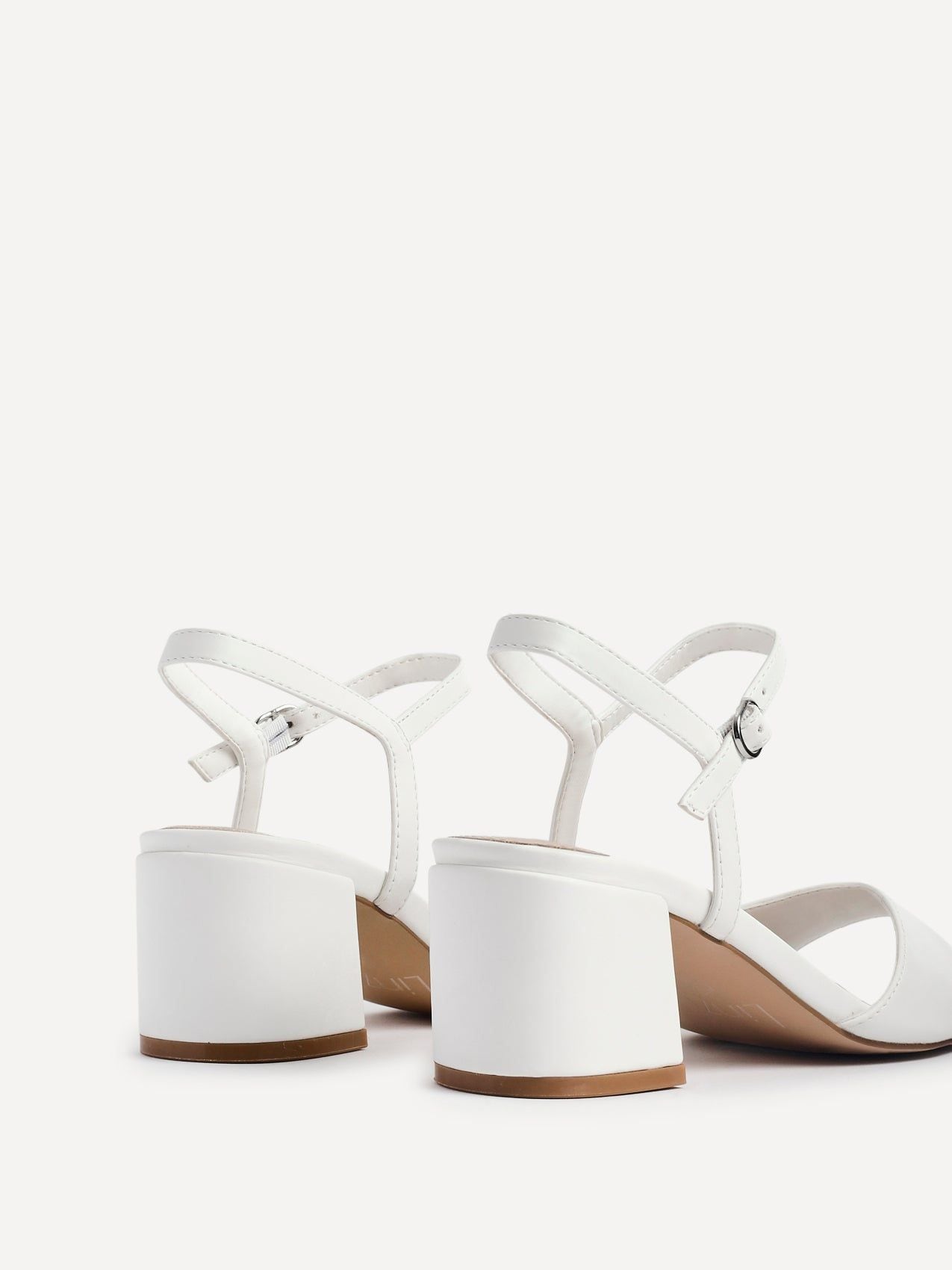 Linzi Darlene White Faux Leather Low Block Heeled Sandals image 5