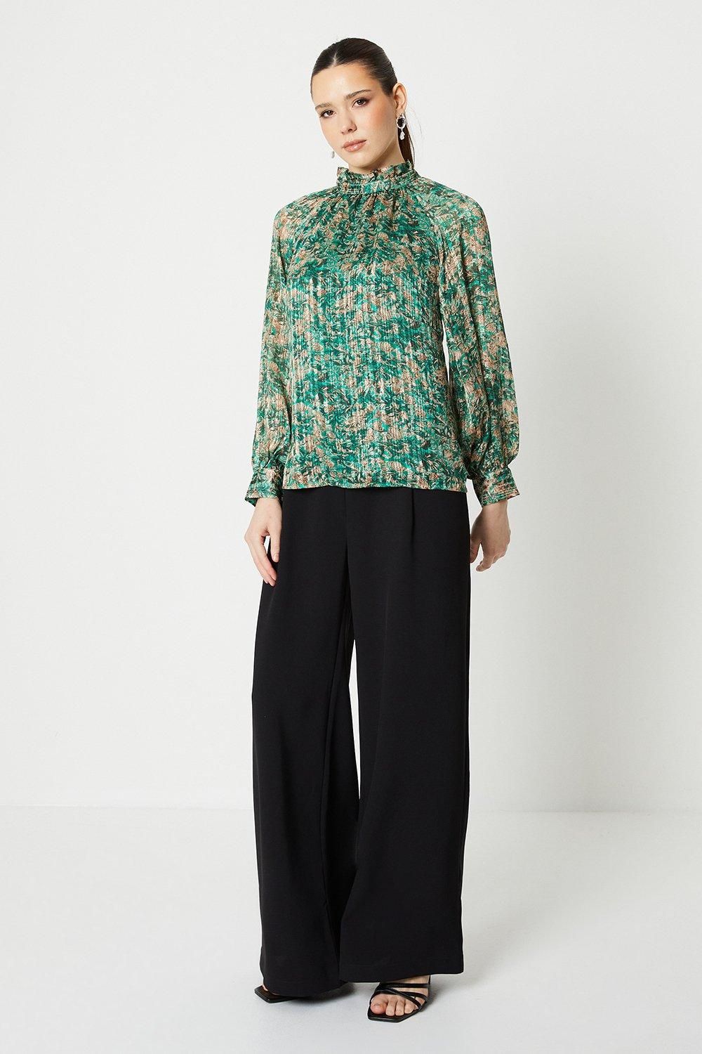 Coast High Neck Open Back Detail Blouse Green image 2