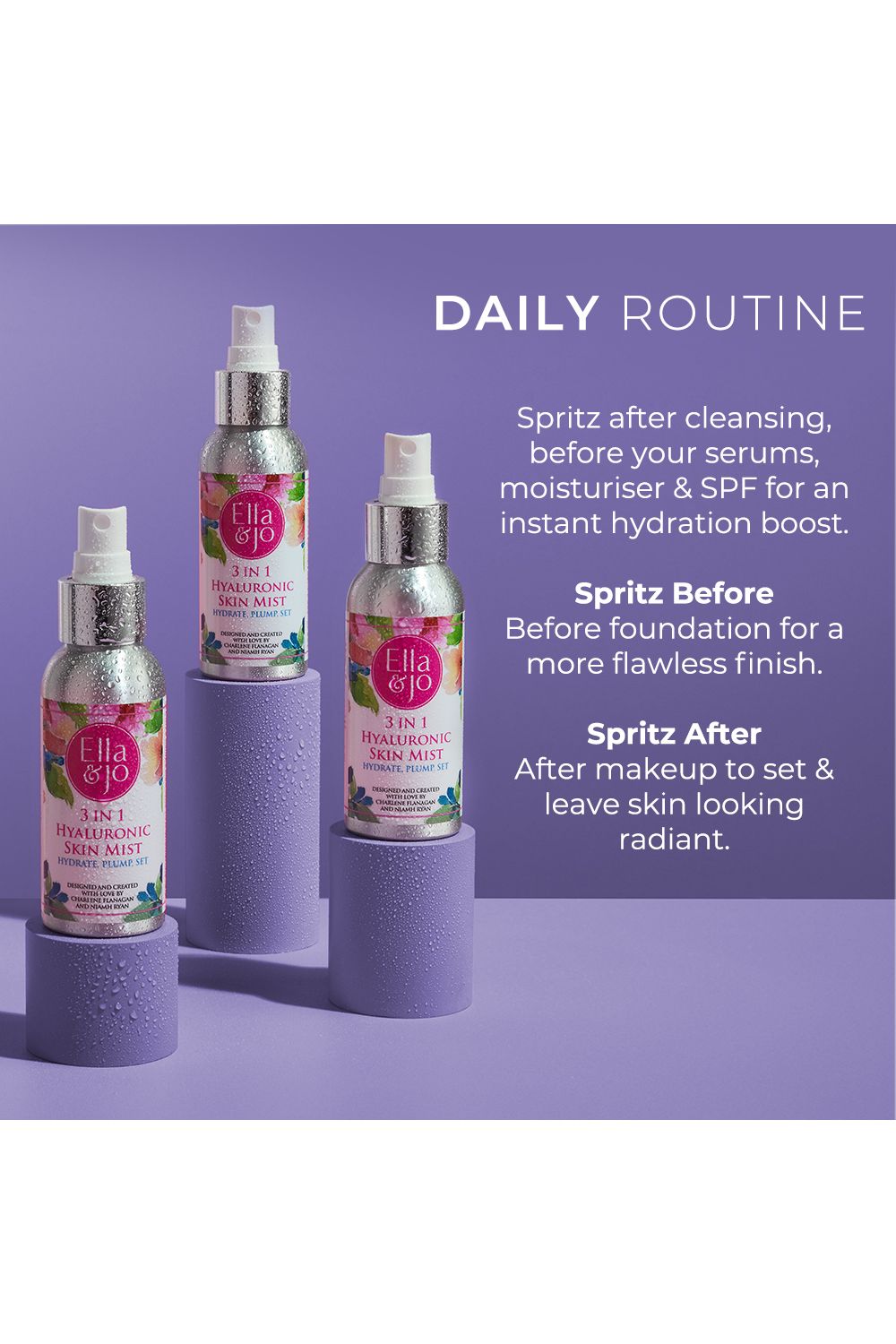 Ella & Jo Cosmetics 3in1 Hyaluronic Skin Mist 100ml Multi image 4
