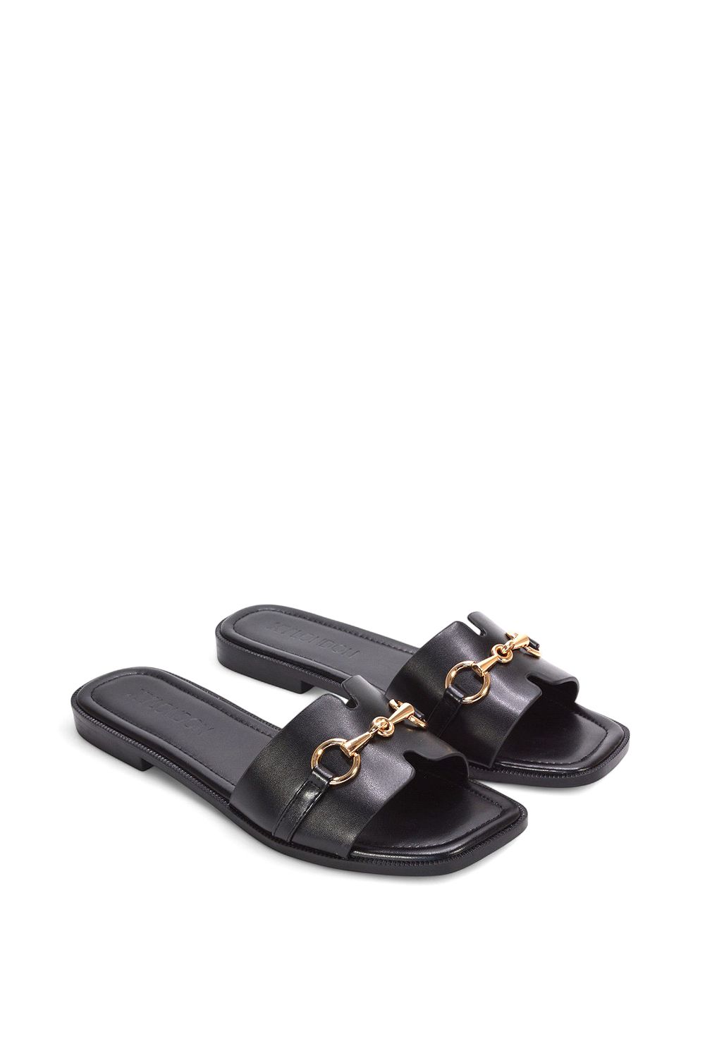 XY London 'Lesley' Square Toe Mule Slider Sandals With Buckle Detail image 4