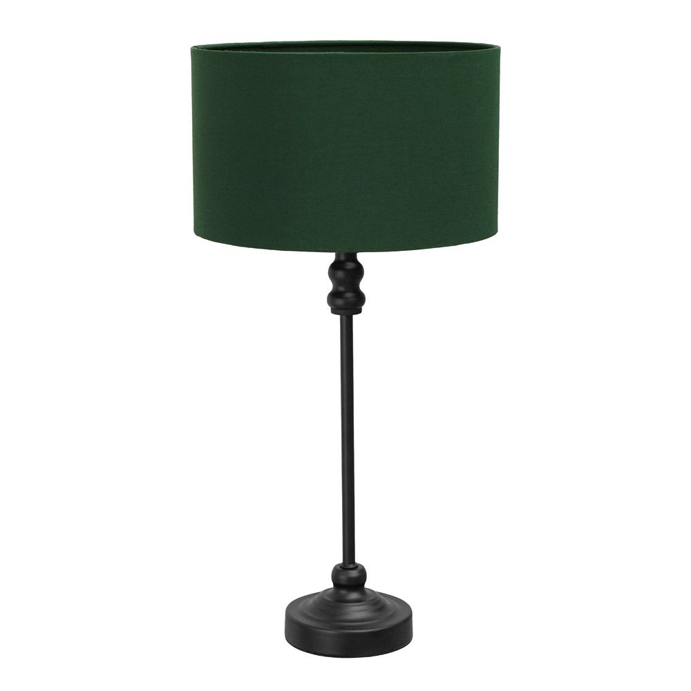 ValueLights Maggie Black Metal Candlestick Slim Table Lamp with Fabric Drum Lamp Shade image 2