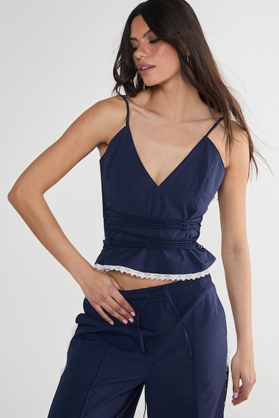 NastyGal Nylon Strappy Top Navy