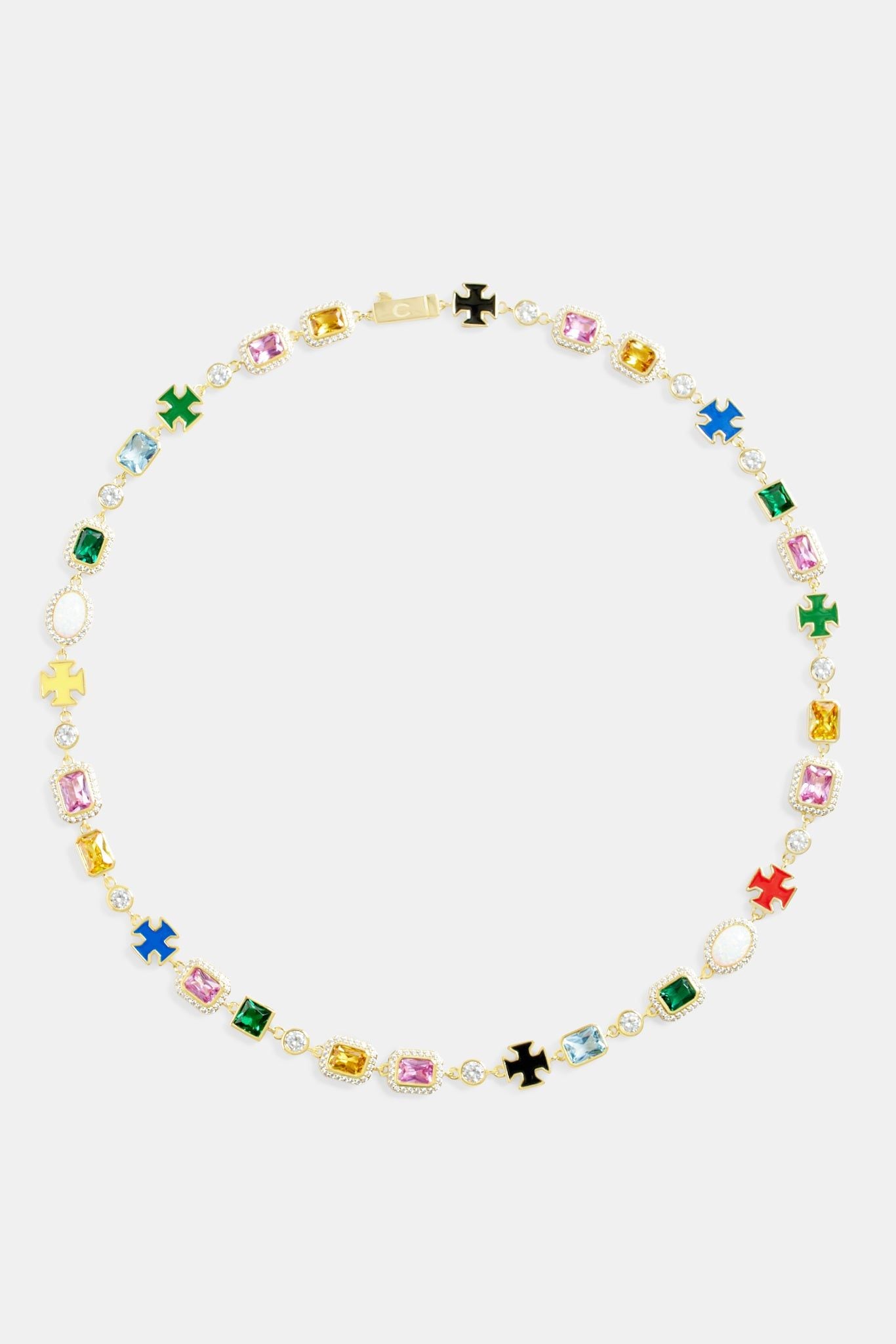Cernucci Multi Gemstone Motif Necklace - Gold - 10mm image 4