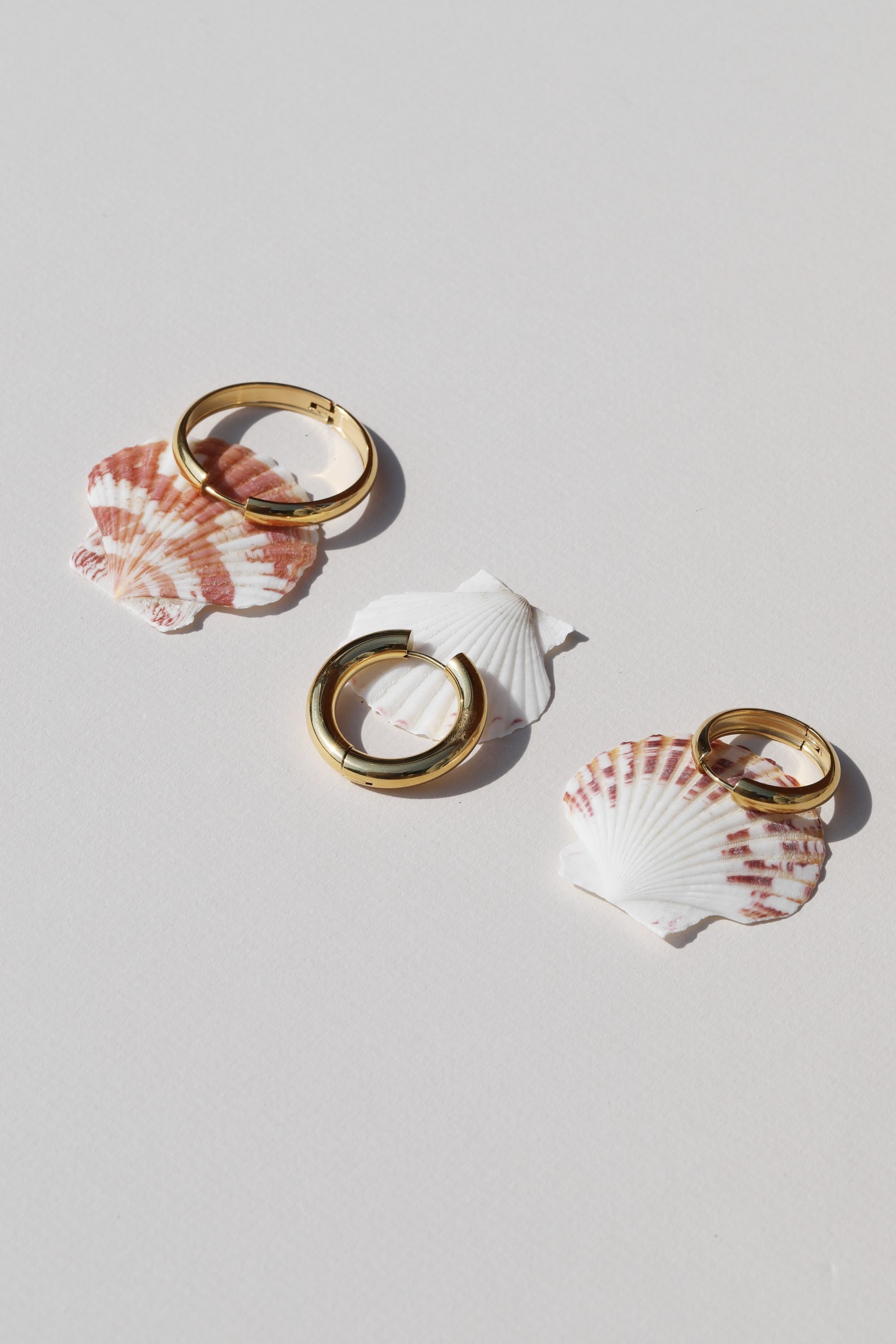 Jon Richard Waterproof Gold Plated Medium Flat Surface Hoop Earrings image 3