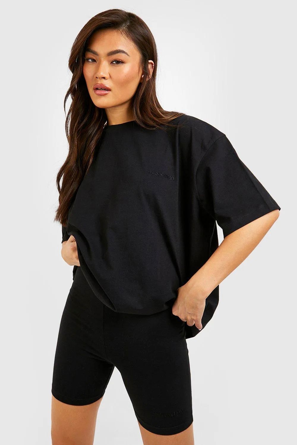 DSGN Studio DSGN Studio Oversized T-Shirt And Cycling Short Set Black