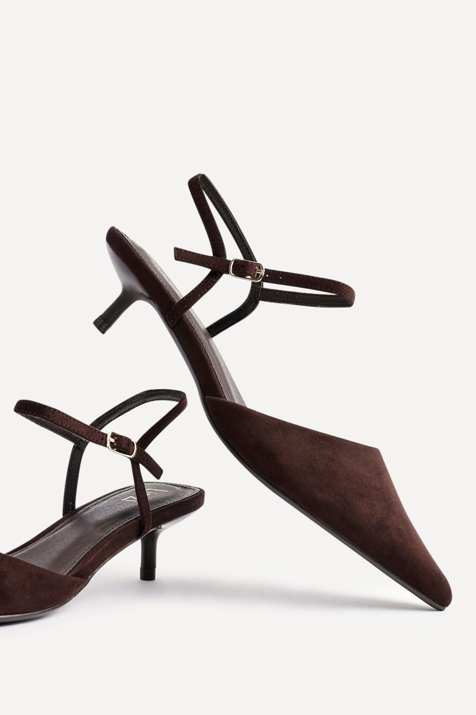 Linzi Vogue Brown Faux Suede Kitten Court Heel image 5