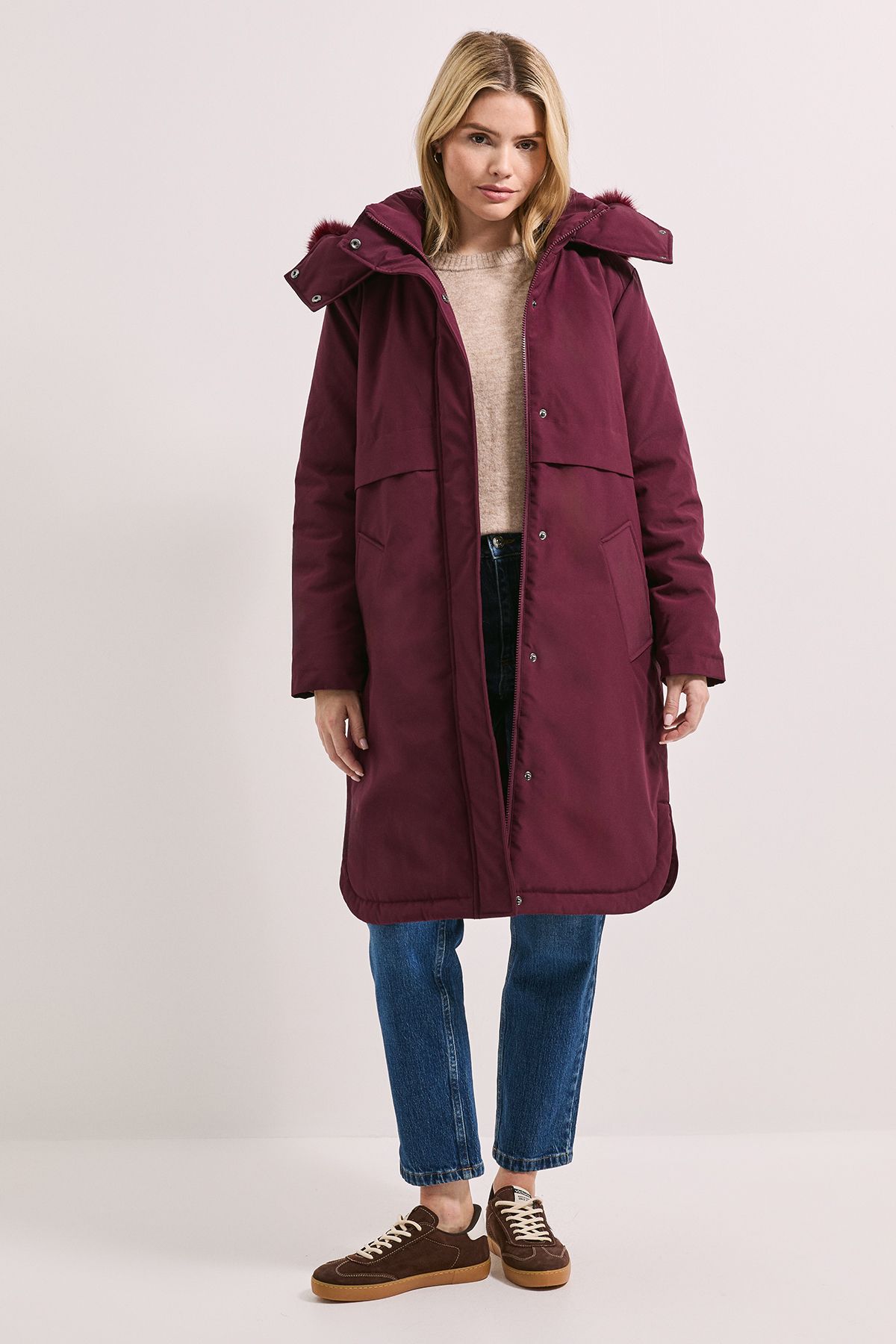 Dorothy Perkins Glam Padded Parka Berry