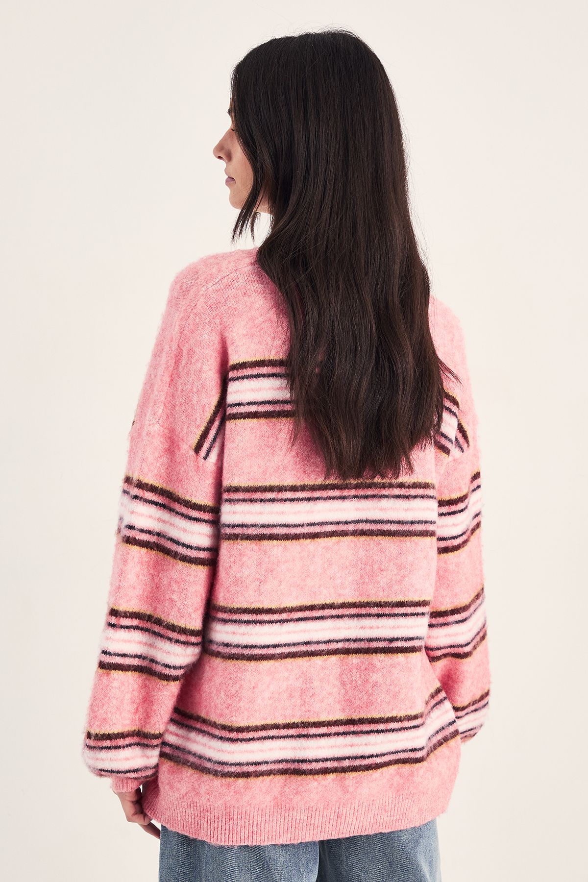 NastyGal Stripe Knitted Jumper Pink image 4