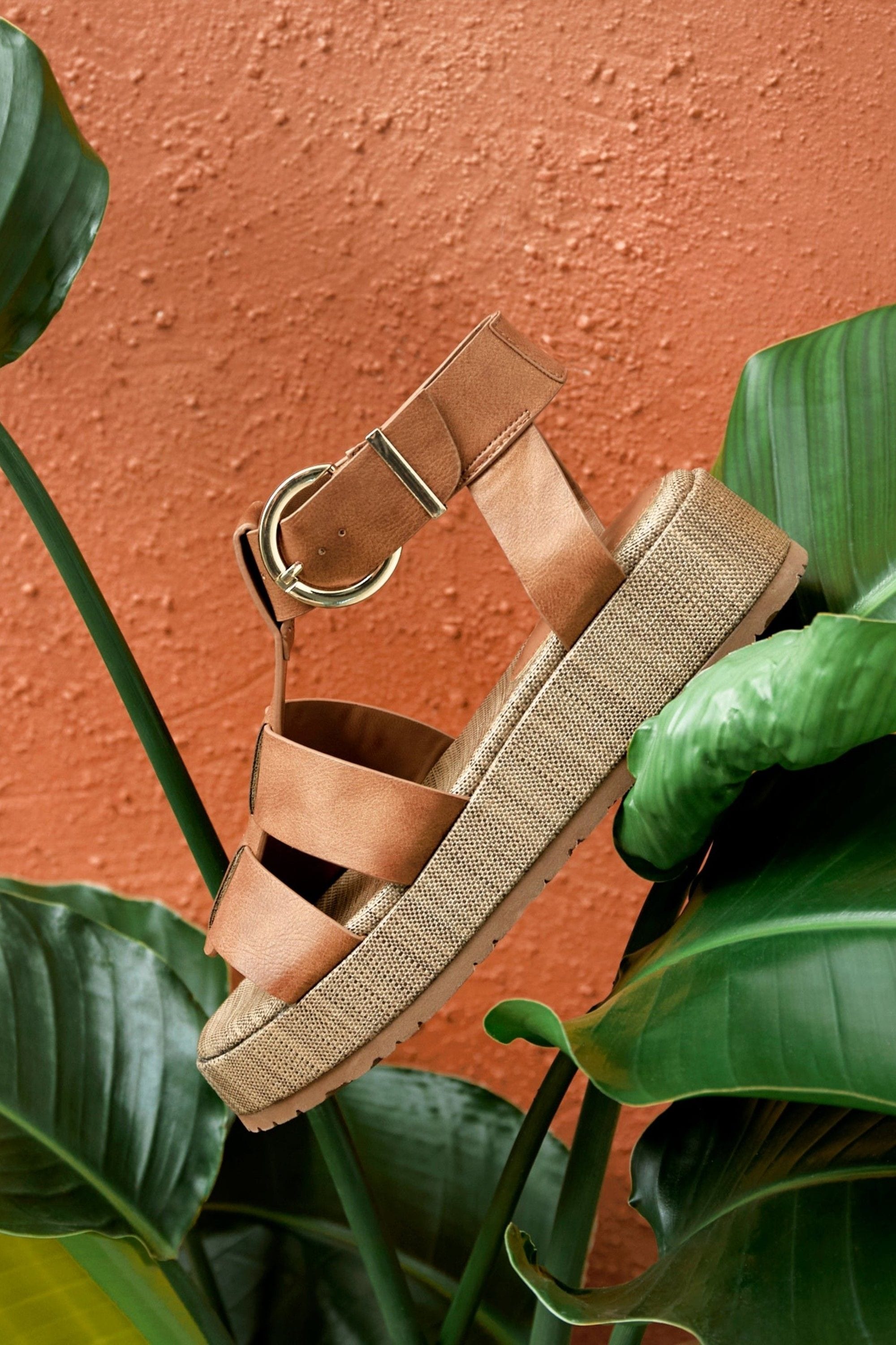 Linzi Tori Tan Faux Leather Gladiator Flatform Sandals image 6