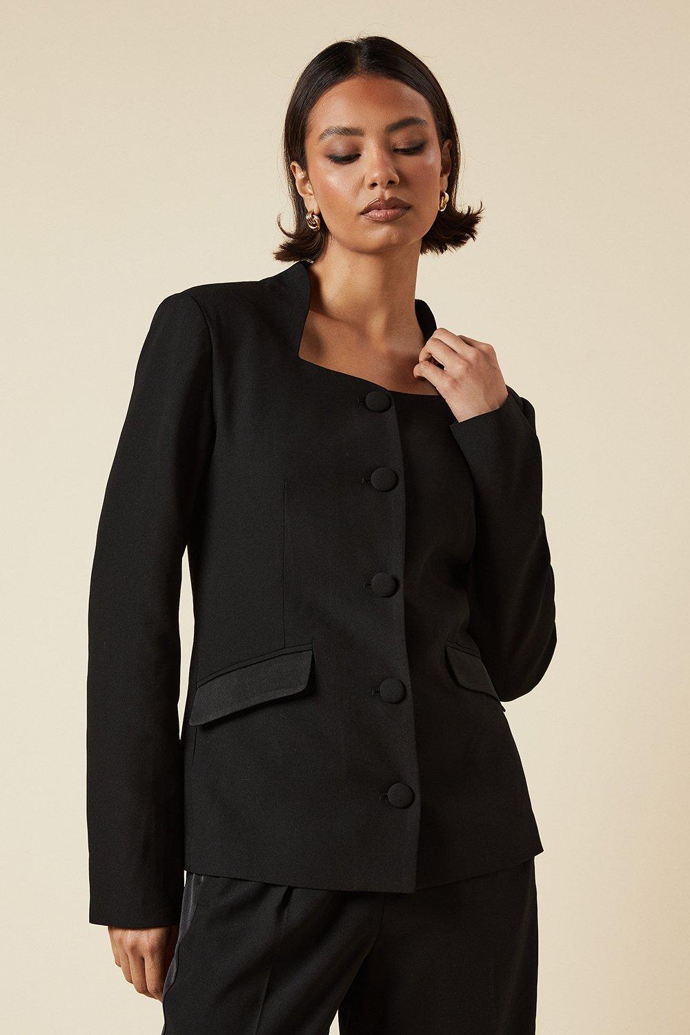 Dorothy Perkins Tall Satin Sweetheart Neckline Jacket Black image 1