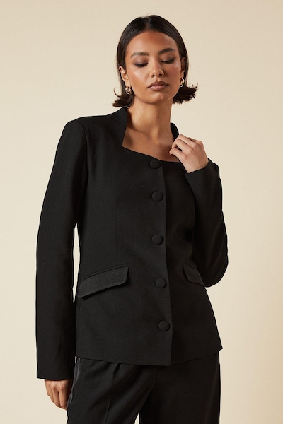 Dorothy Perkins Tall Satin Sweetheart Neckline Jacket Black