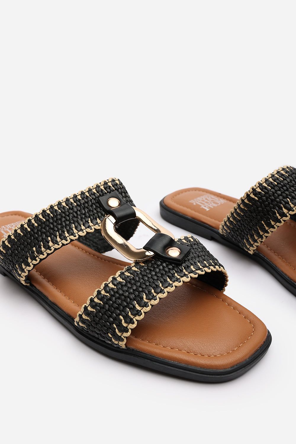 Where's That From 'Mackenzie' Woven Two-Strap Sandals with Metallic Ring Detail image 4