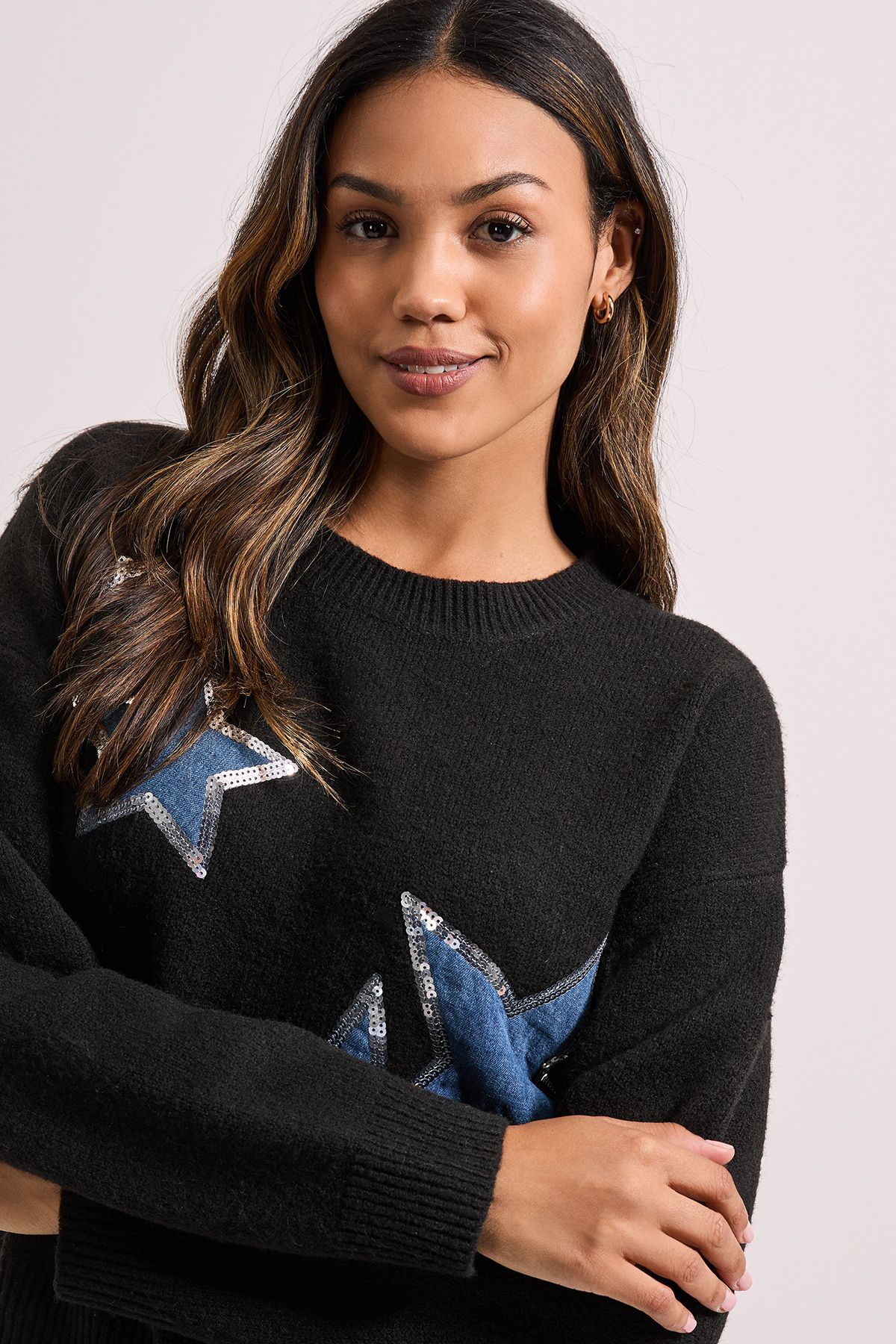 Dorothy Perkins Black Star Detail Jumper Black image 4