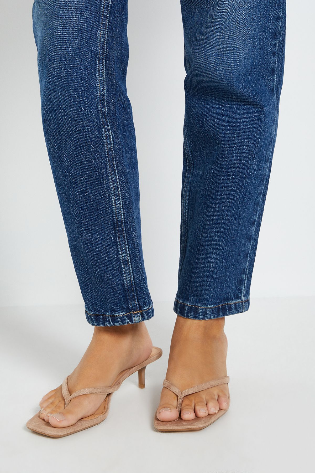 Dorothy Perkins Catriona Faux Suede Kitten Heel Toe Thong Sandals Tan