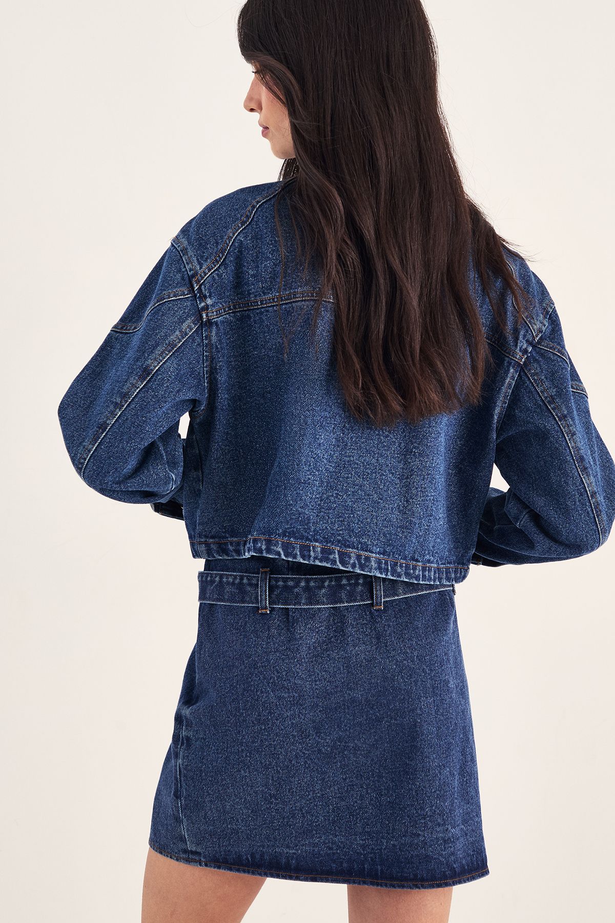 NastyGal Belted Denim Mini Skirt Indigo image 3