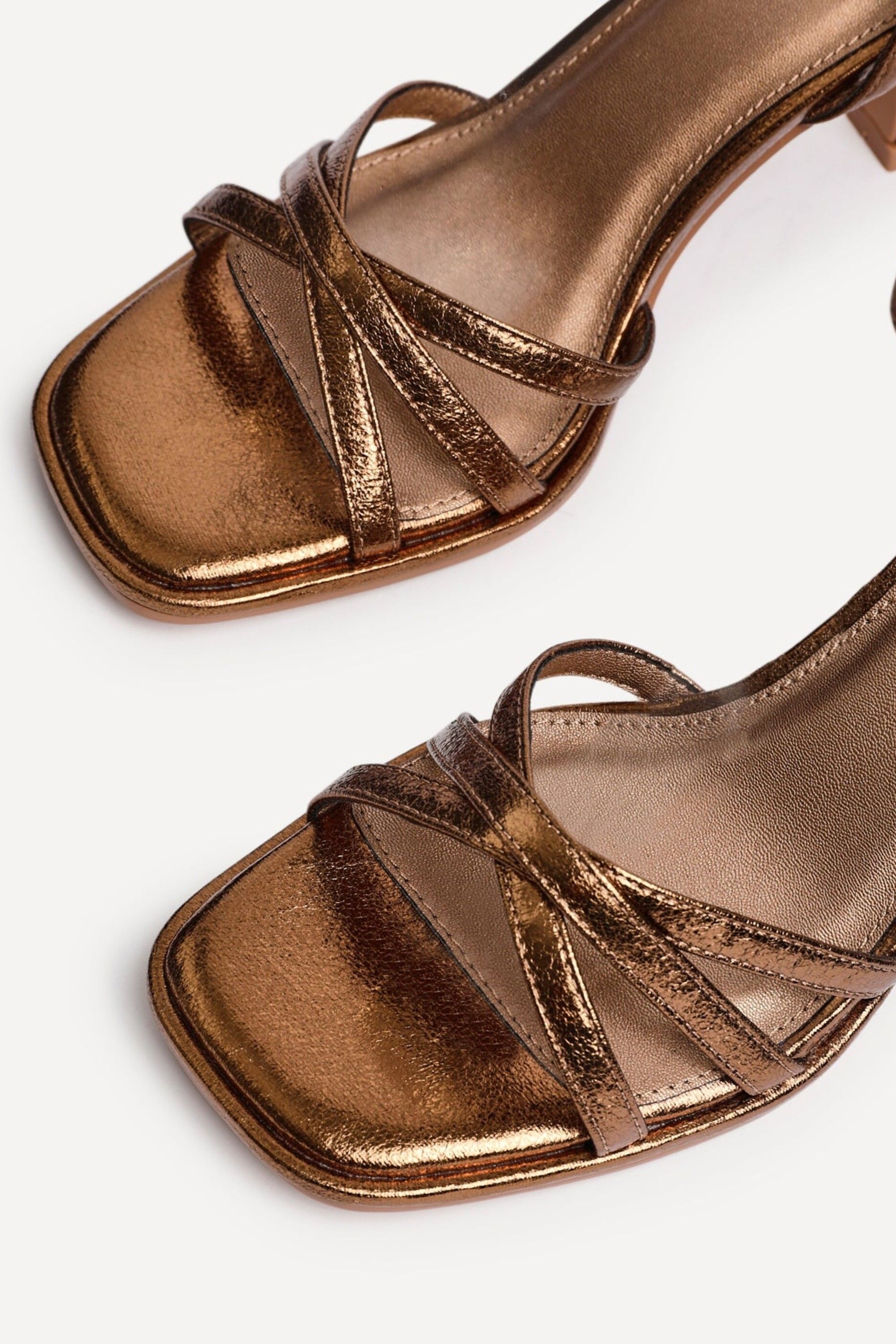 Linzi Faro Bronze Faux Leather Strappy Heeled Sandals image 5