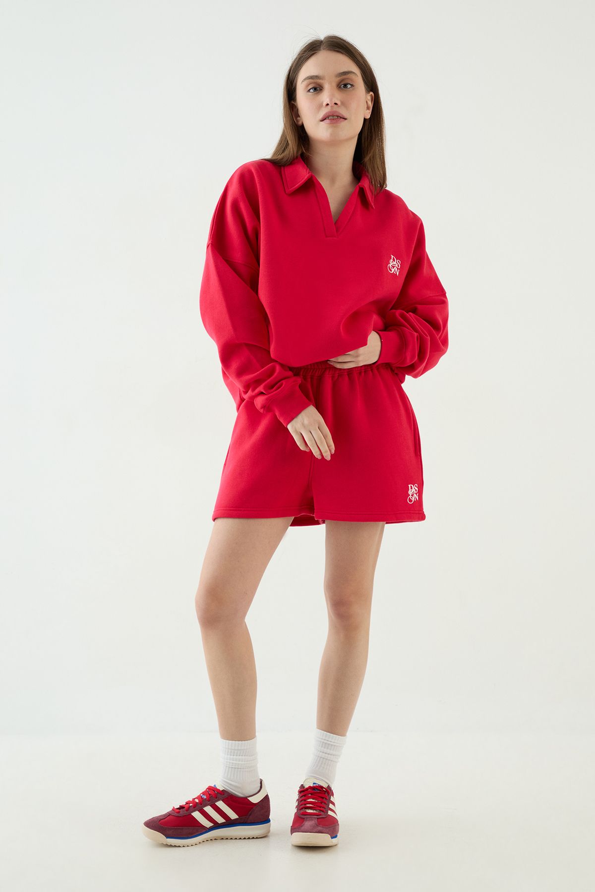 DSGN Studio DSGN Studio Drawstring Waist Sweat Short Red