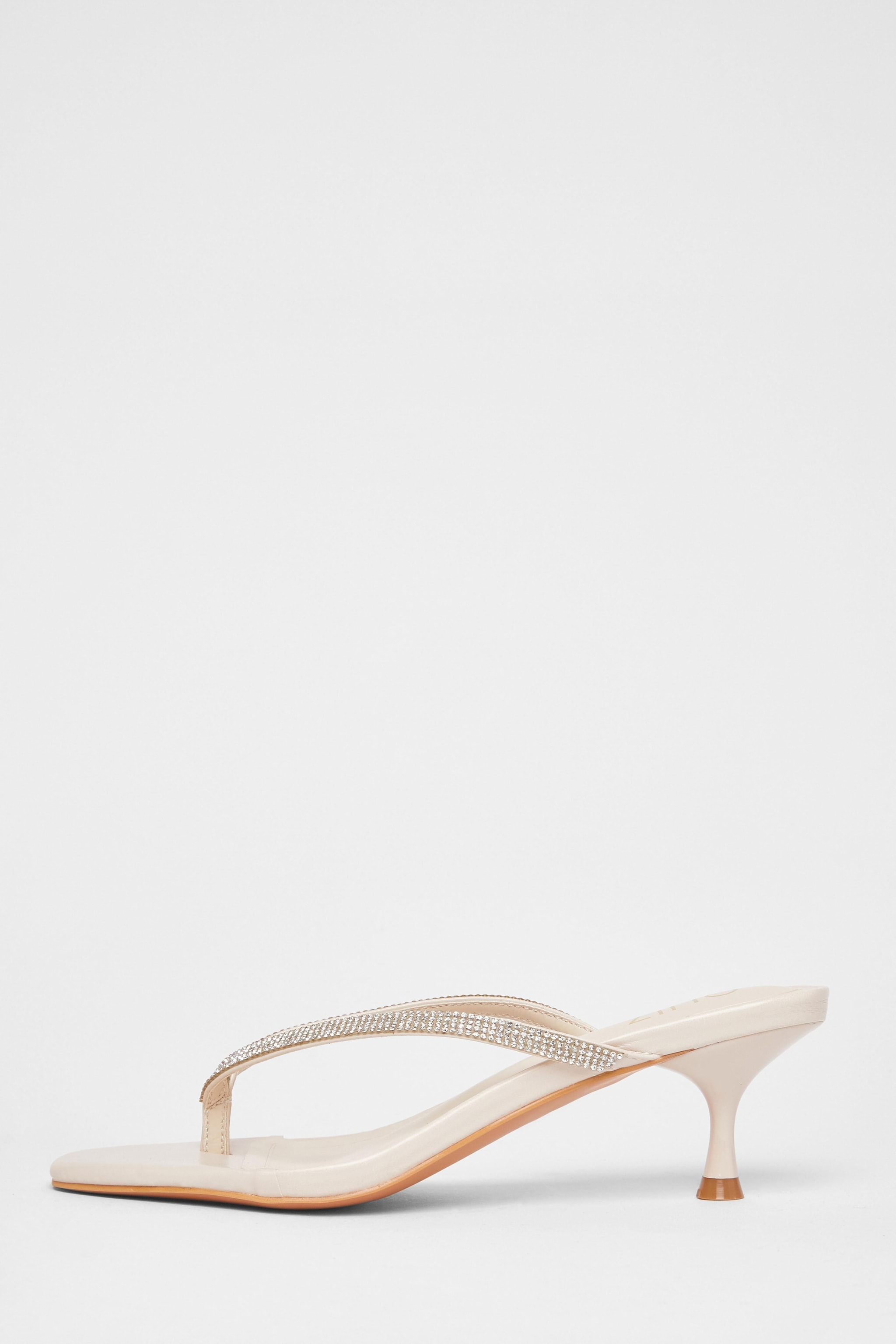 Quiz Nude Diamante Toe Post Heels image 3