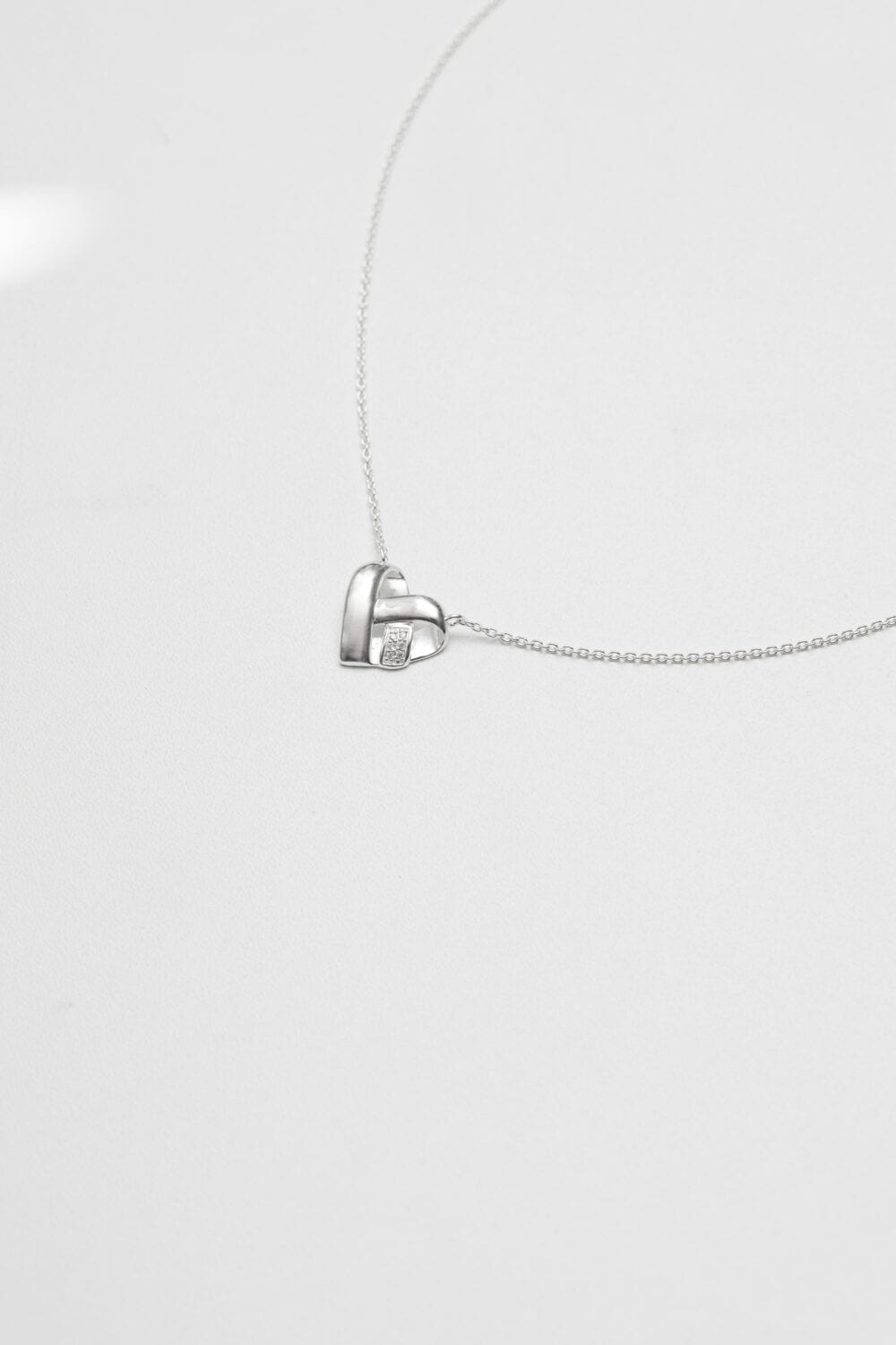 Simply Silver Recycled Sterling Silver 925 Knotted Heart Pendant Necklace image 1
