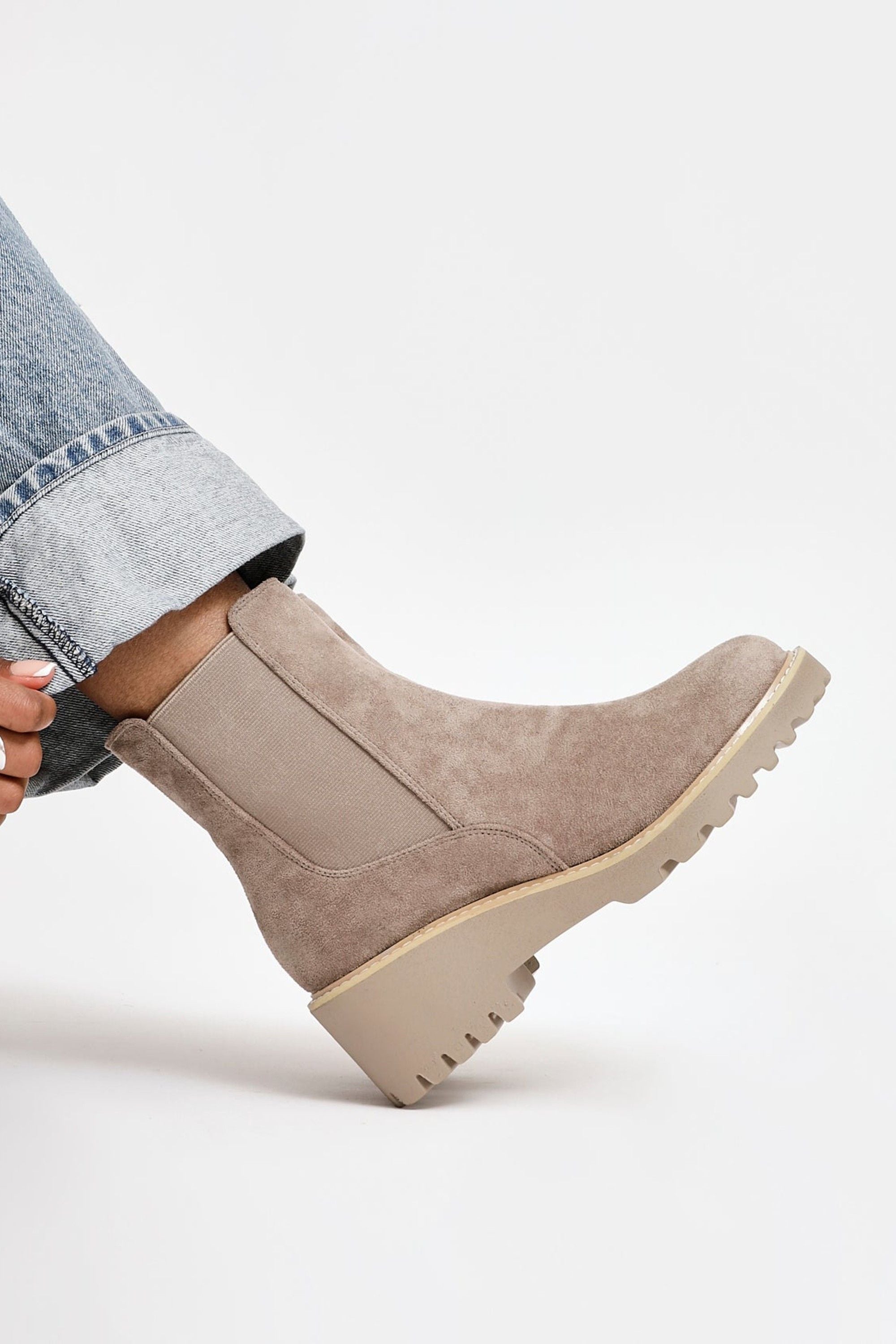 Linzi Attend Taupe Faux Suede Wedged Ankle Boot image 2