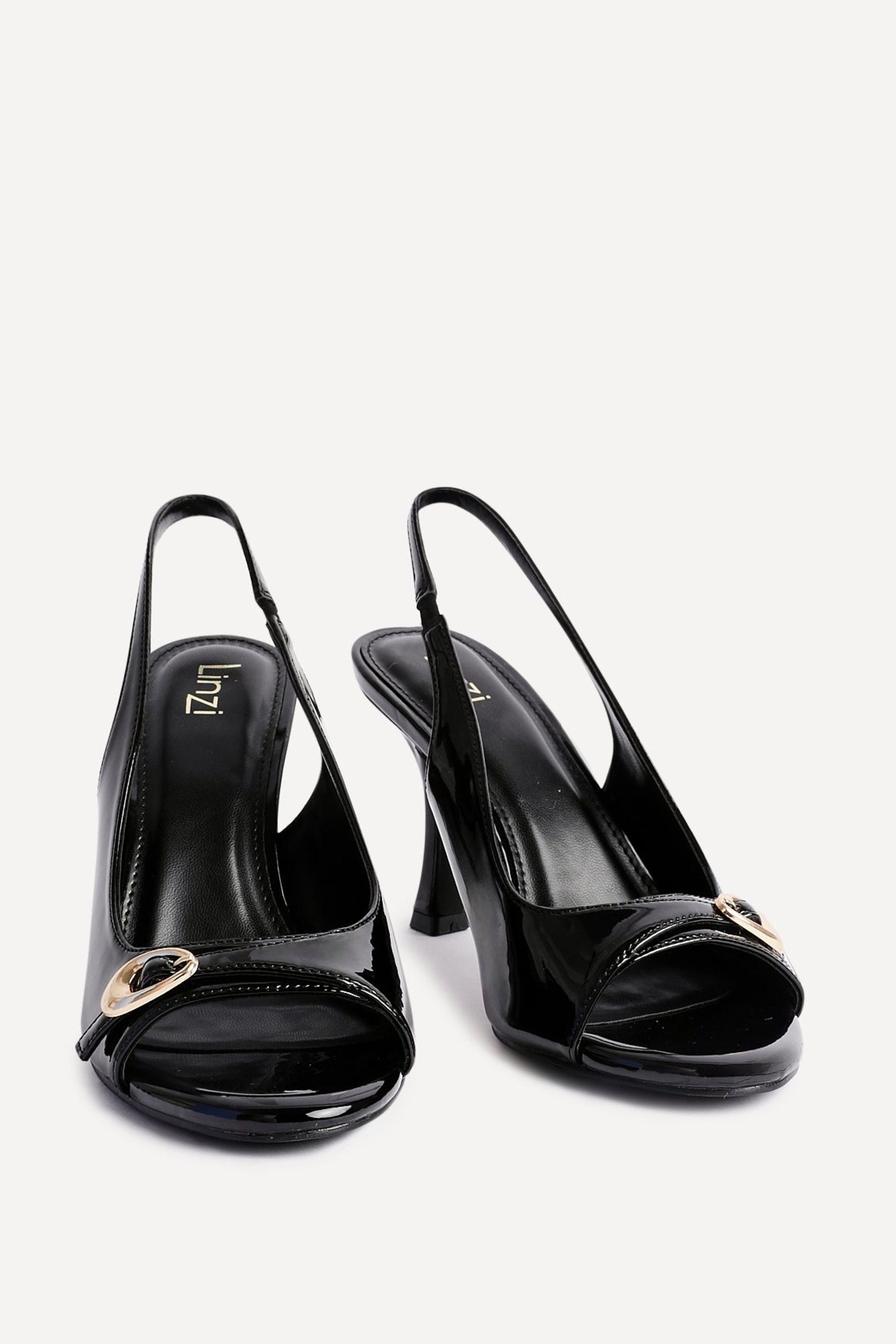 Linzi Potion Black Faux Patent Leather Peep Toe Heel image 5
