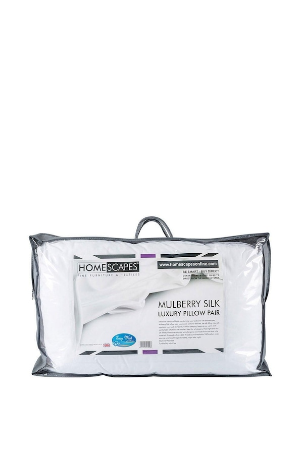 Homescapes Pure Mulberry Silk Blend Pillow Pair with 100% Cotton Casing