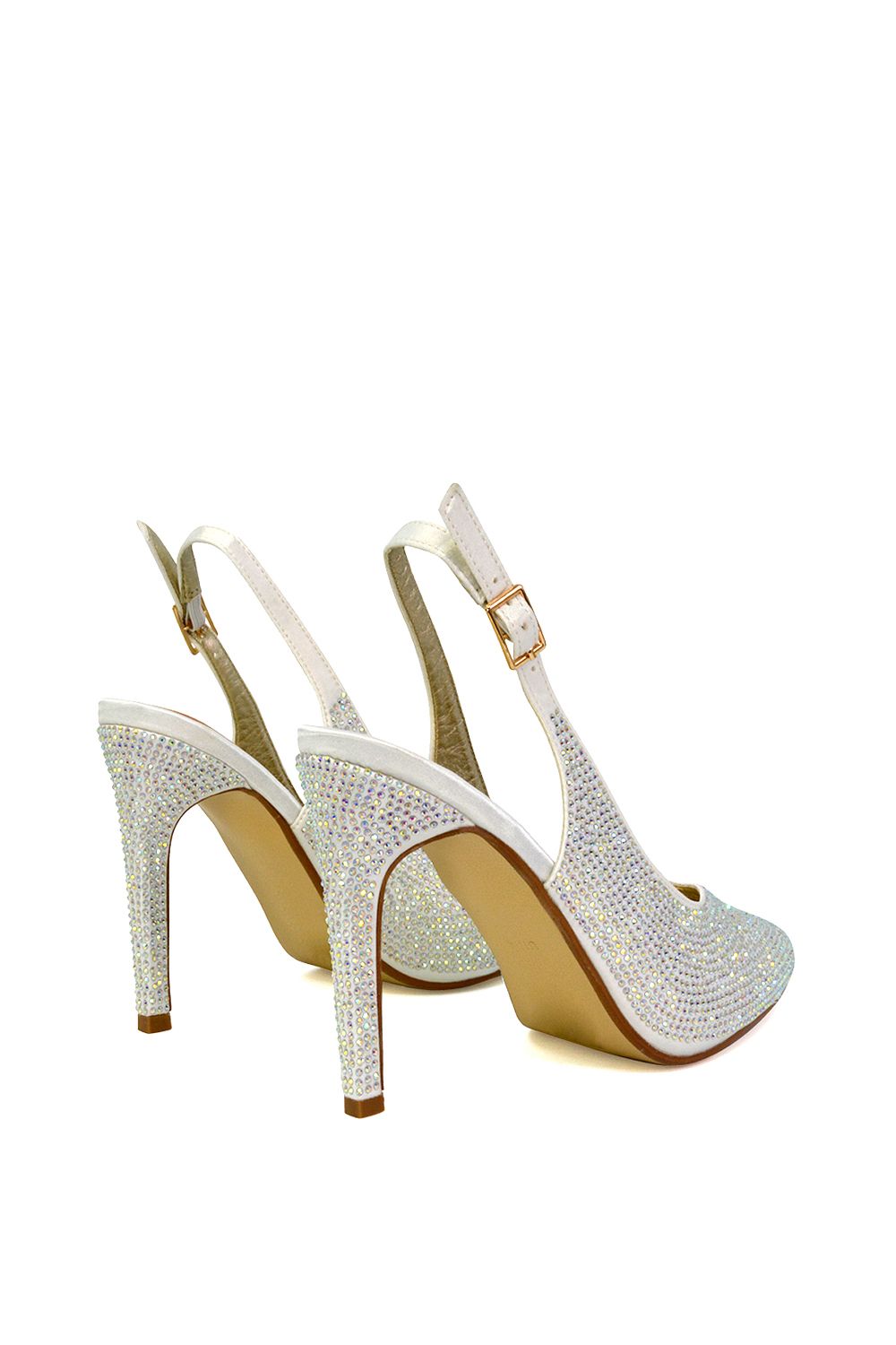 XY London 'Divine' Diamante Pointed Toe Slingback Bridal High Heel Stilettos image 3