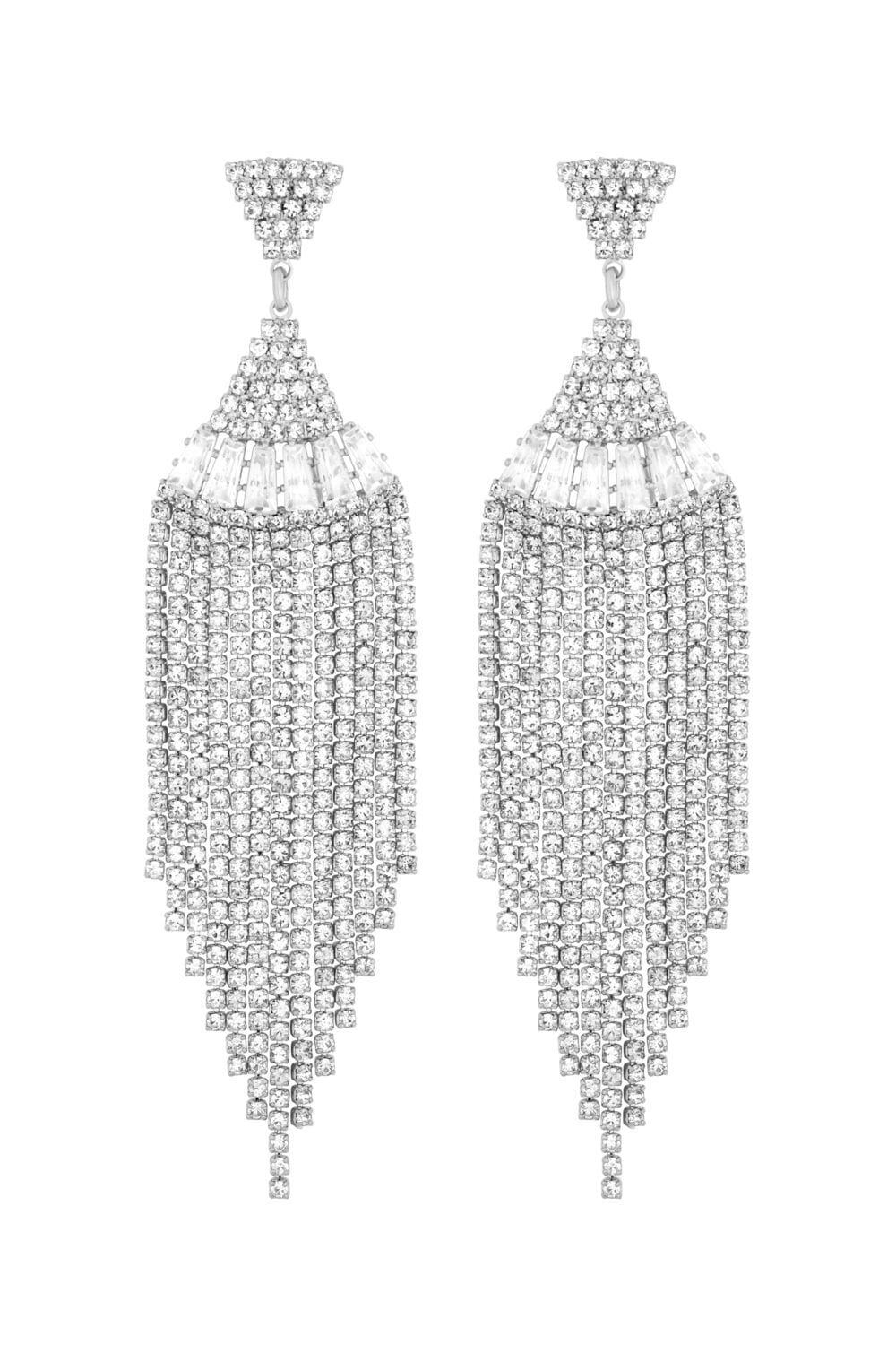 Jon Richard Silver Plated Cubic Zirconia Statement Fringe Earrings image 1