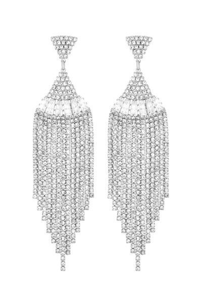 Jon Richard Silver Plated Cubic Zirconia Statement Fringe Earrings