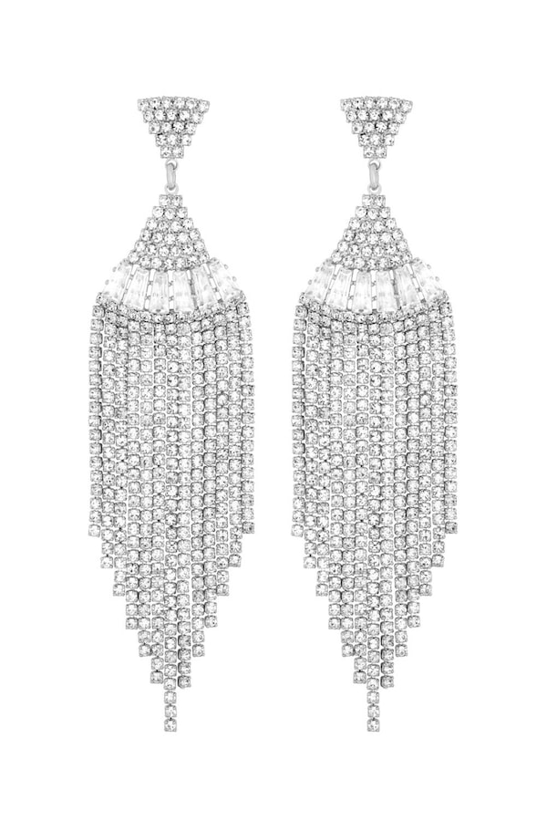 Jon Richard Silver Plated Cubic Zirconia Statement Fringe Earrings